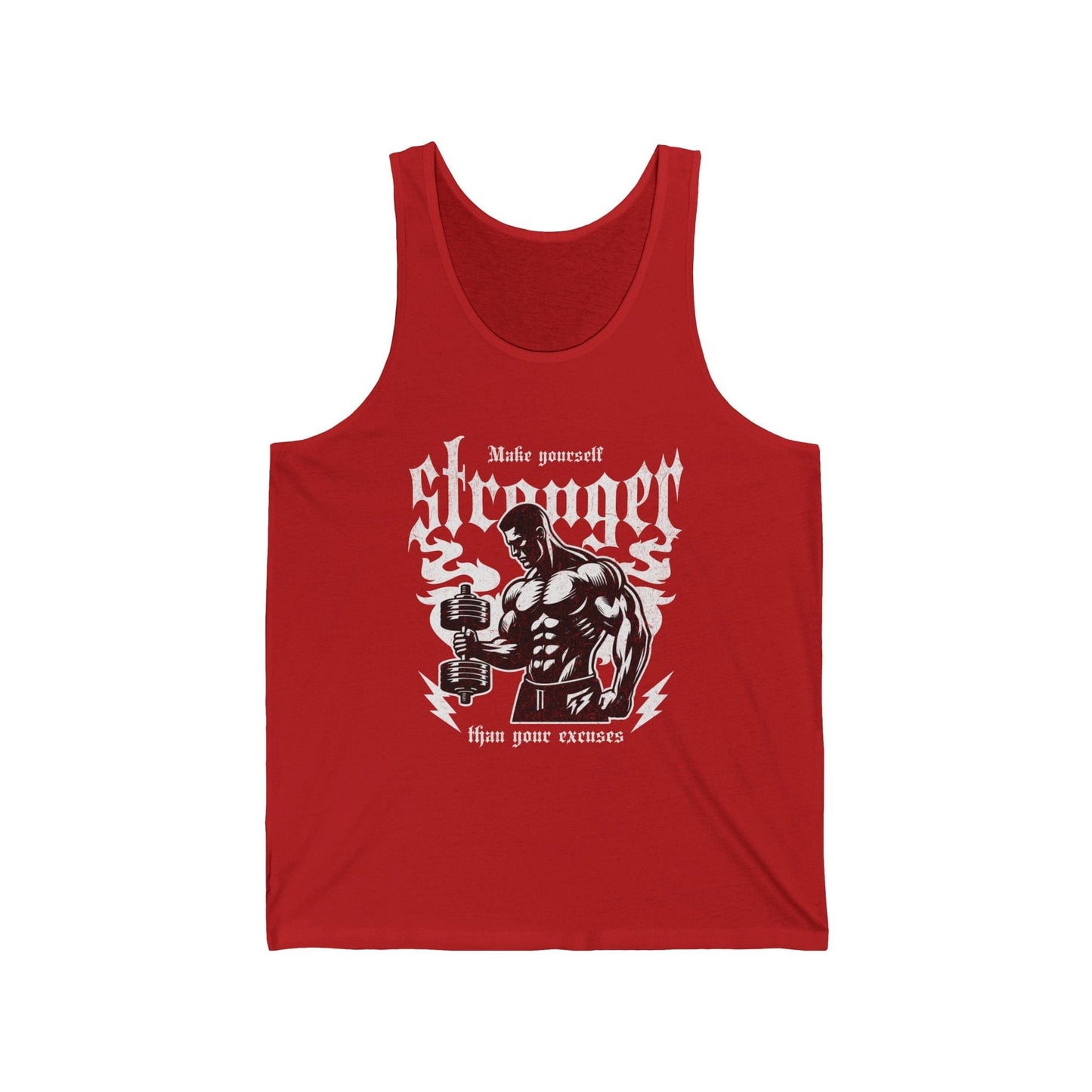 Muscle Man Make Yourself Stronger Flashlander Jersey Tank Coton Unisexe Blanc