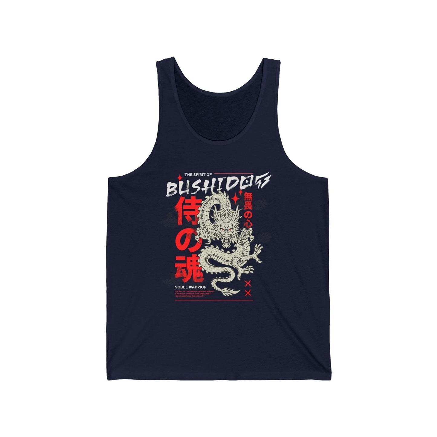 Dragon Spirit of Bushido Gym Jersey Tank Flashlander Cotton Unisex White