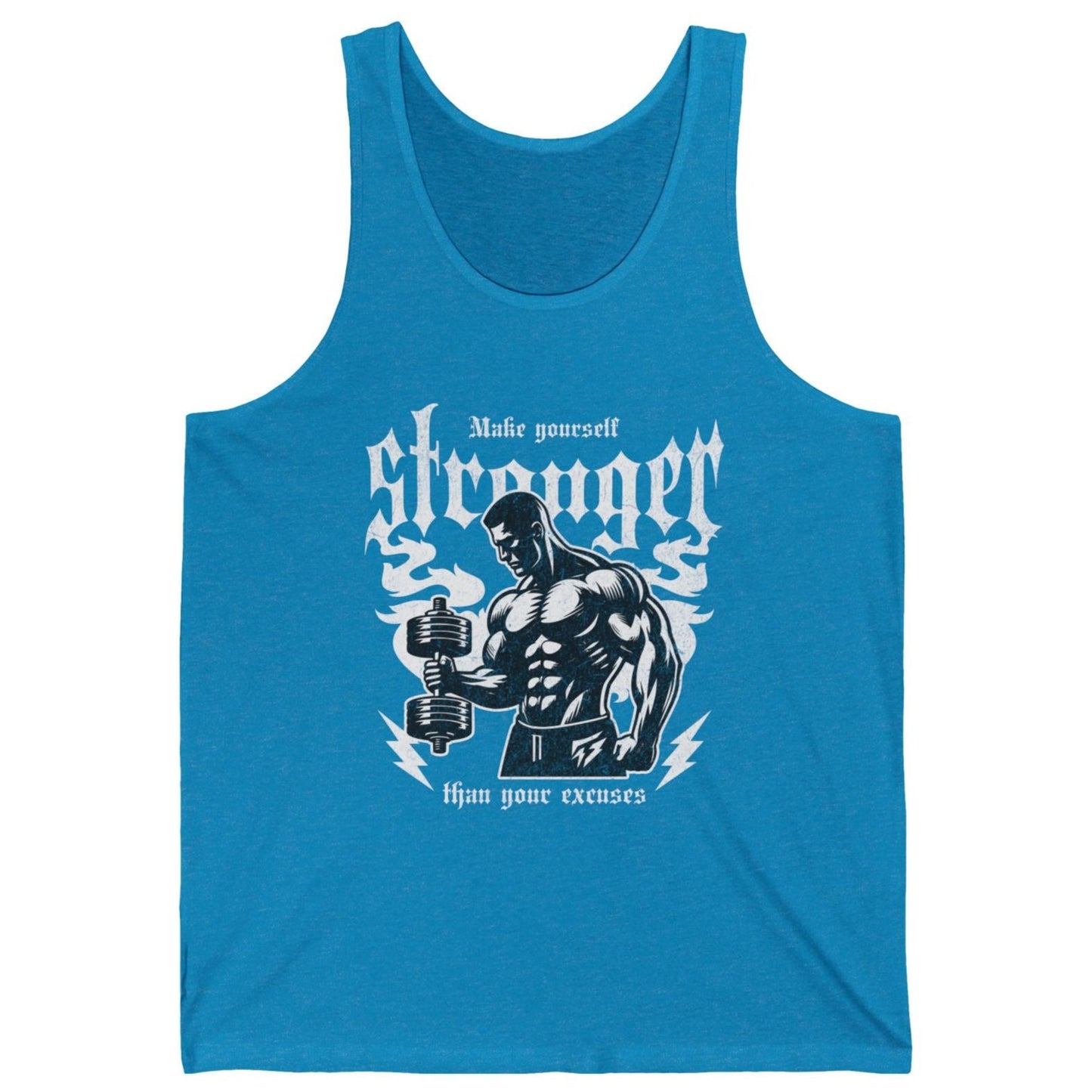 Muscle Man Make Yourself Stronger Flashlander Jersey Tank Coton Unisexe Blanc