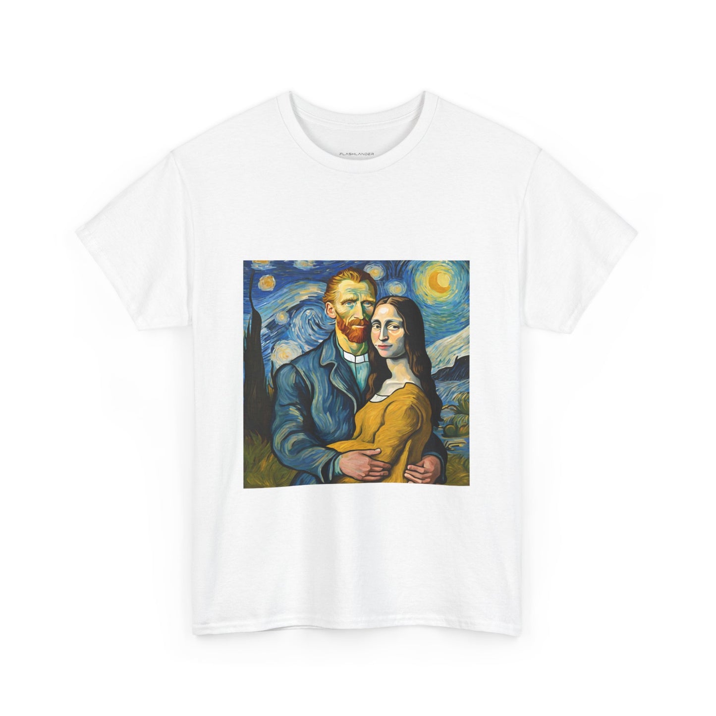 Funny Mona Lisa with Vincent Van Gogh Starry Night - Flashlander Gym Shirt