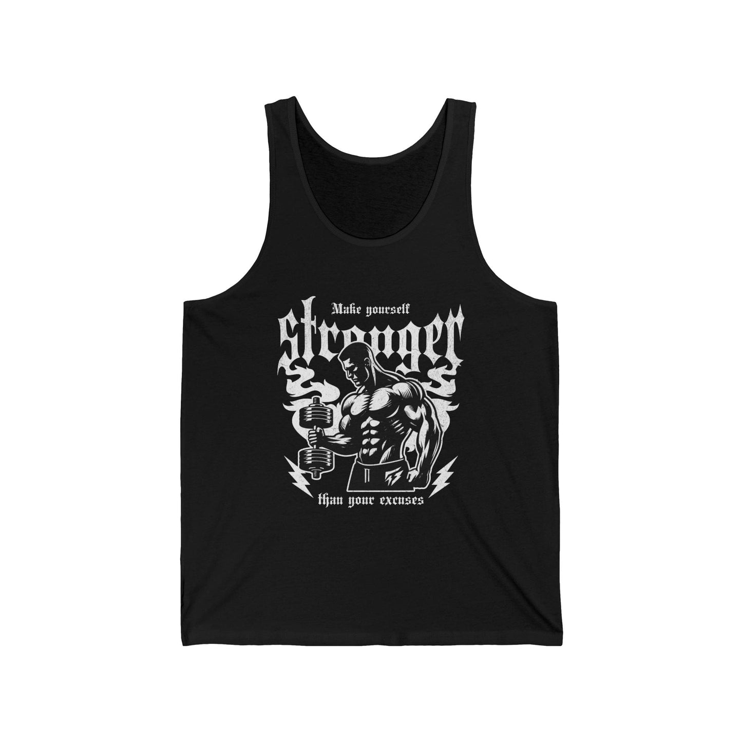 Muscle Man Make Yourself Stronger Flashlander Jersey Tank Coton Unisexe Blanc
