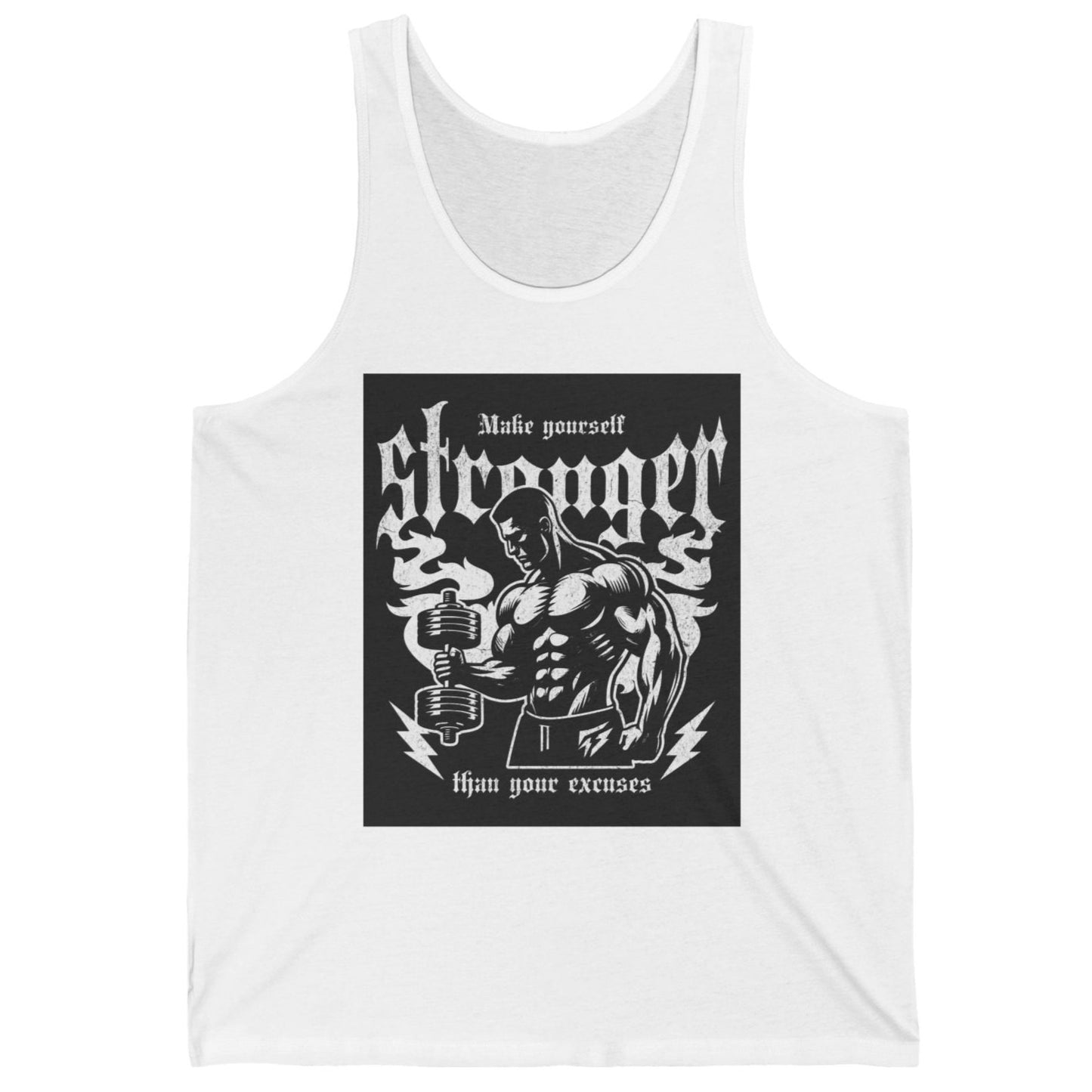Muscle Man Make Yourself Stronger Flashlander Jersey Tank Coton Unisexe Blanc