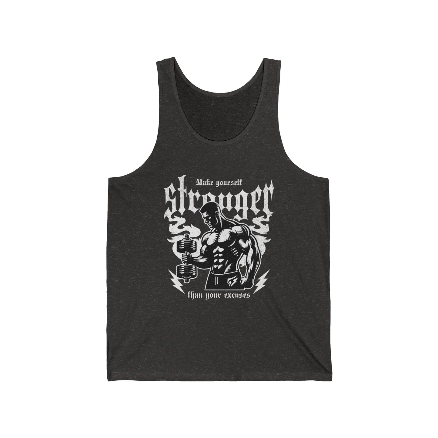 Muscle Man Make Yourself Stronger Flashlander Jersey Tank Coton Unisexe Blanc