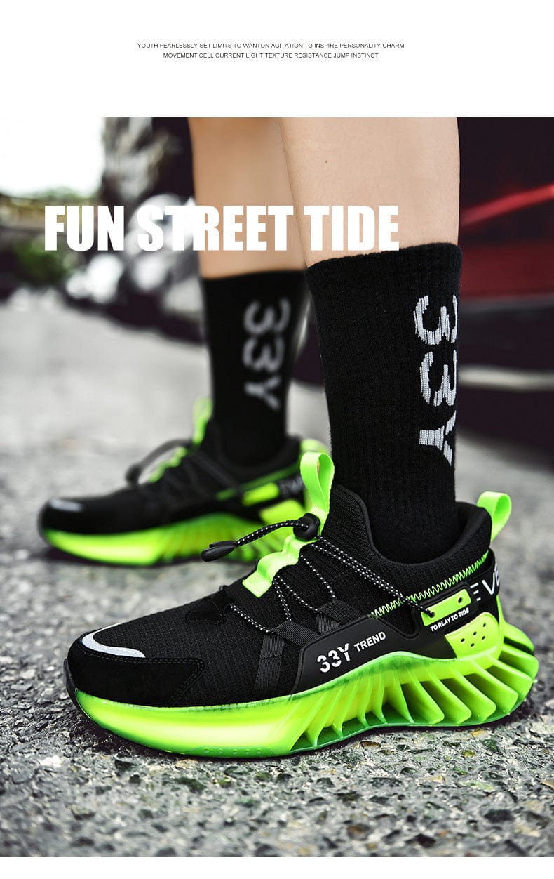 green sneakers predatorx flashlander shoes left side street model