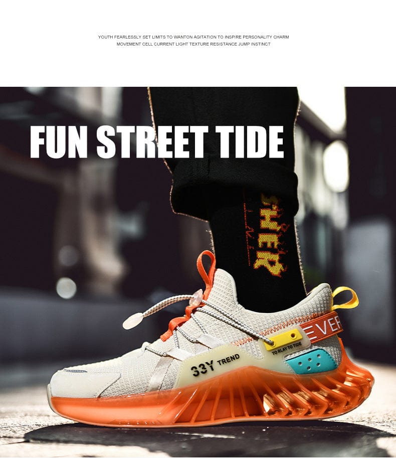 orange sneakers predatorx flashlander shoes left side standing model