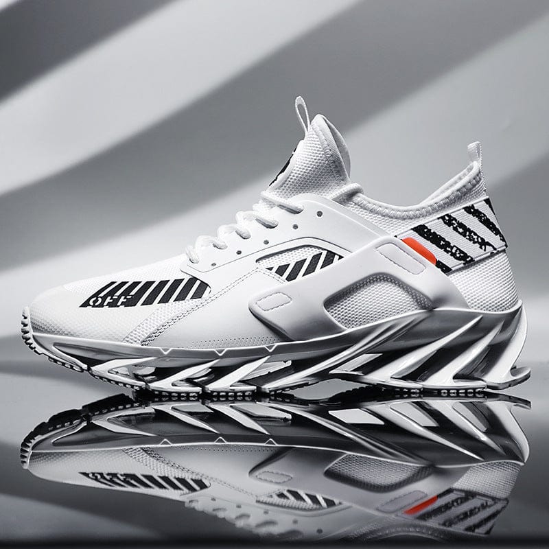 white sneakers jaguar on flashlander running shoes