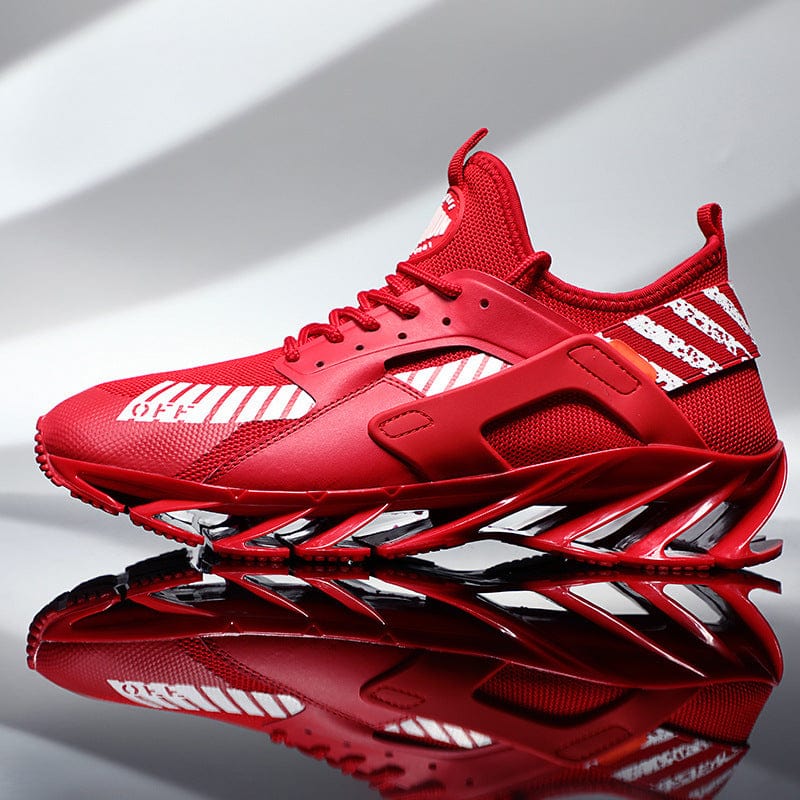 red sneakers jaguar on flashlander running shoes