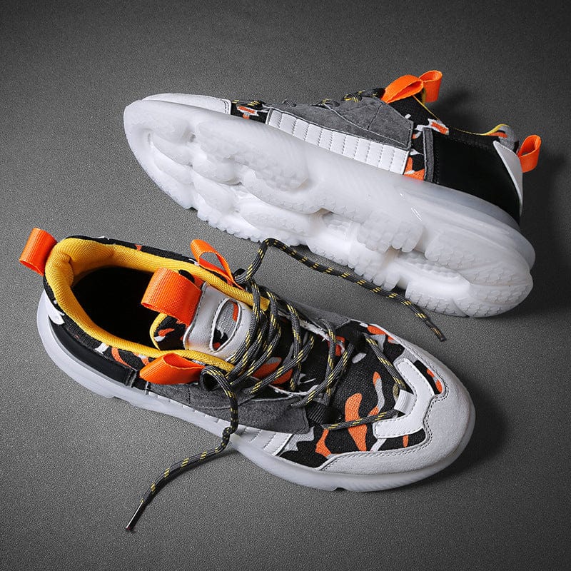 white orange sneakers prowl flashlander view from above and shoes sole