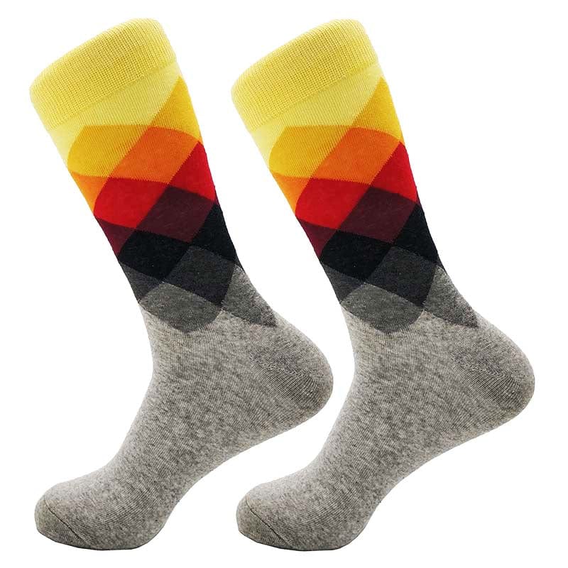 yellow orange black grey diamonds socks dimenxions flashlander left side pair