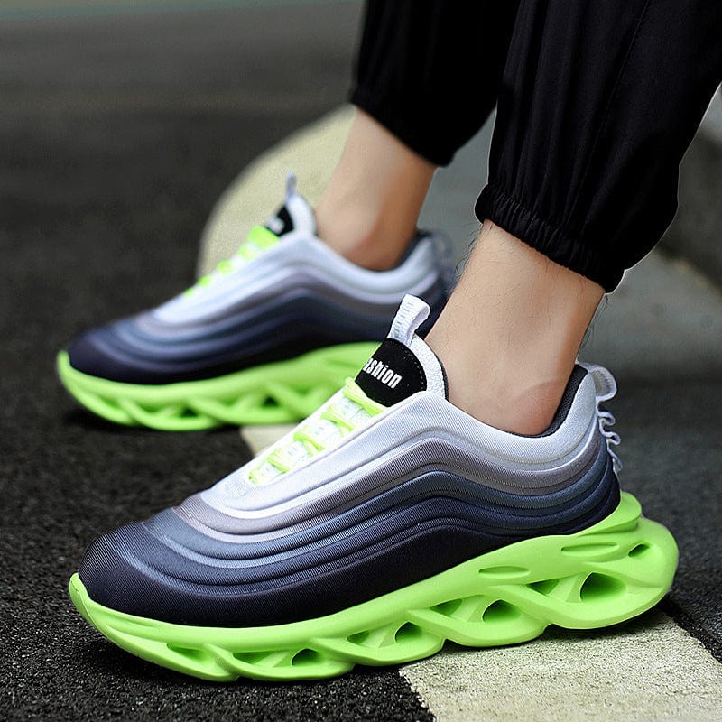 green sneakers remix flashlander left side model using shoes