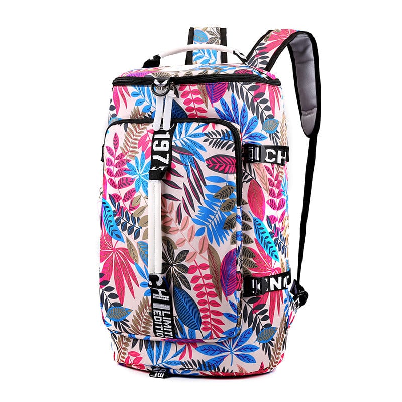 pink maple leaf design Gym Bag & Mountaineering Backpack 1975k flashlander front side