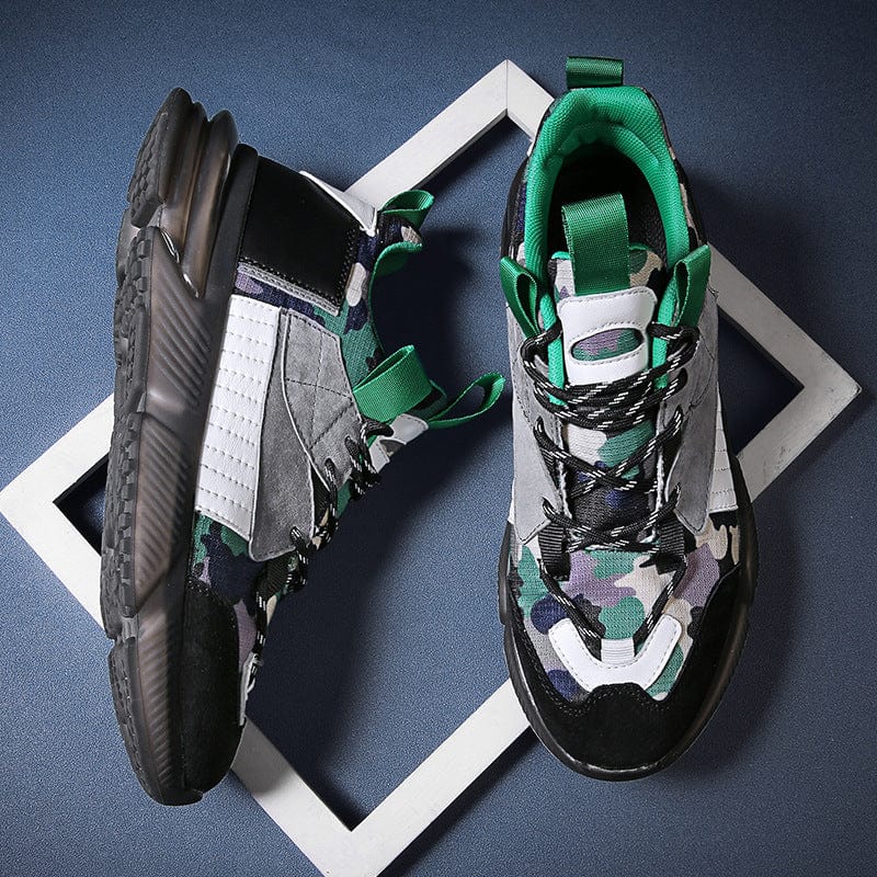 black green men's sneakers prowl flashlander front side pair and view from above