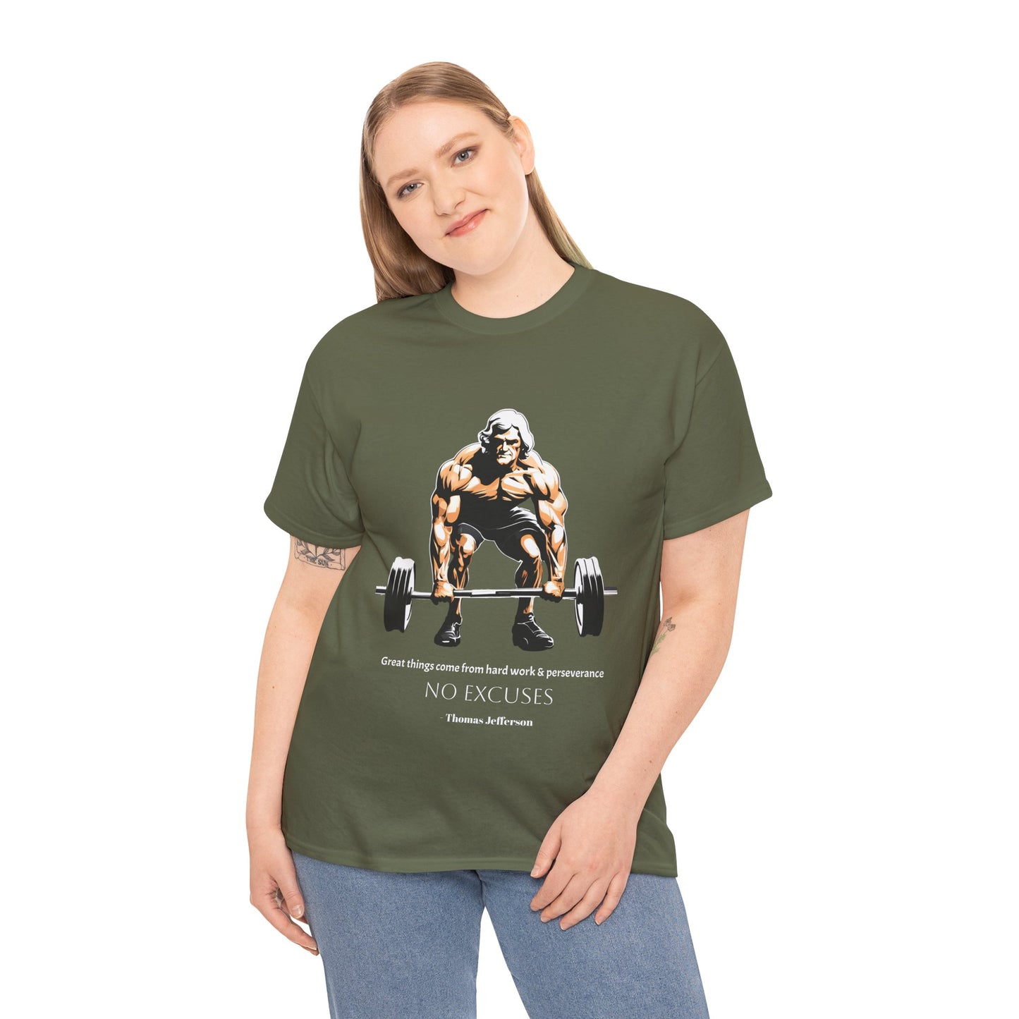 Thomas Jefferson Bodybuilder Shirt - Flashlander Great Things Come From Hard Work And Perseverance, No excuses Graphic Tee