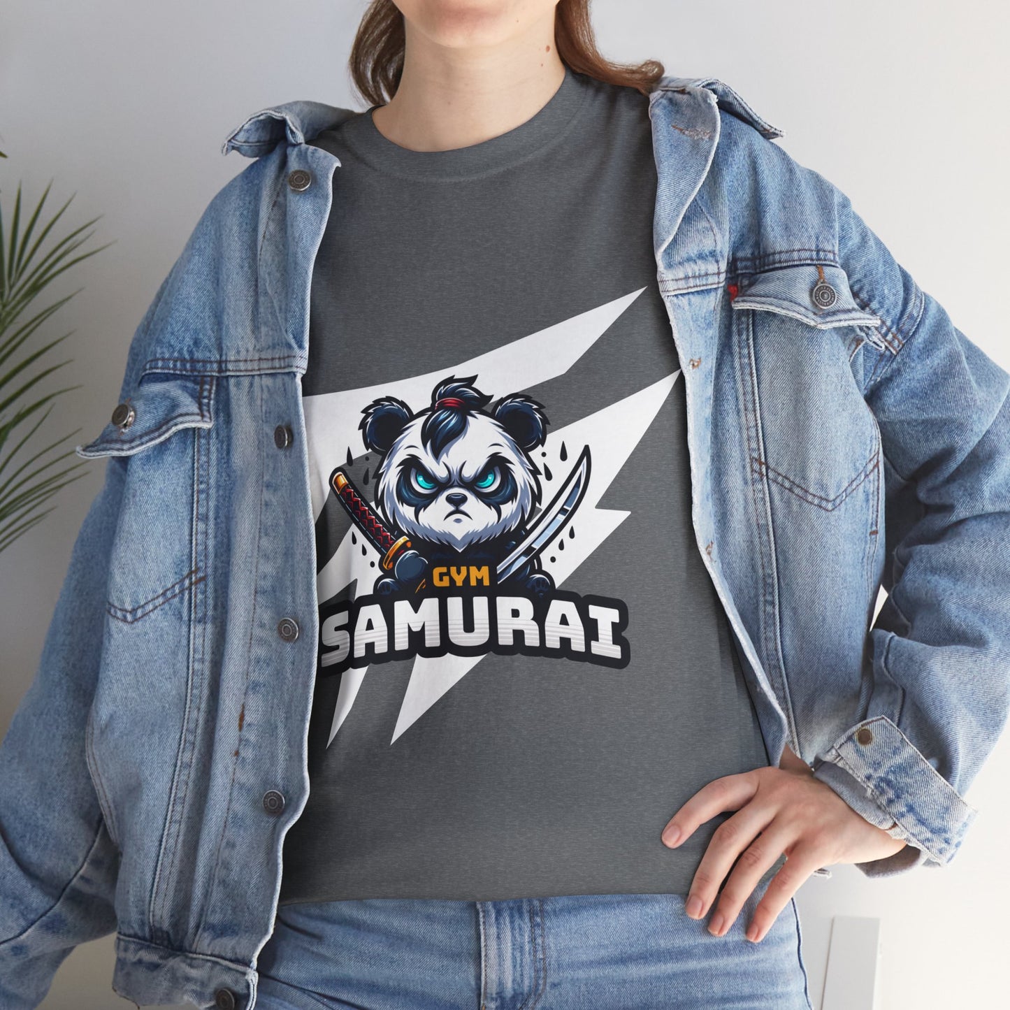 Panda Gym Samurai Shirt Flashlander Performance T-Shirt Cotton Unisex Charcoal Black Graphic Tee