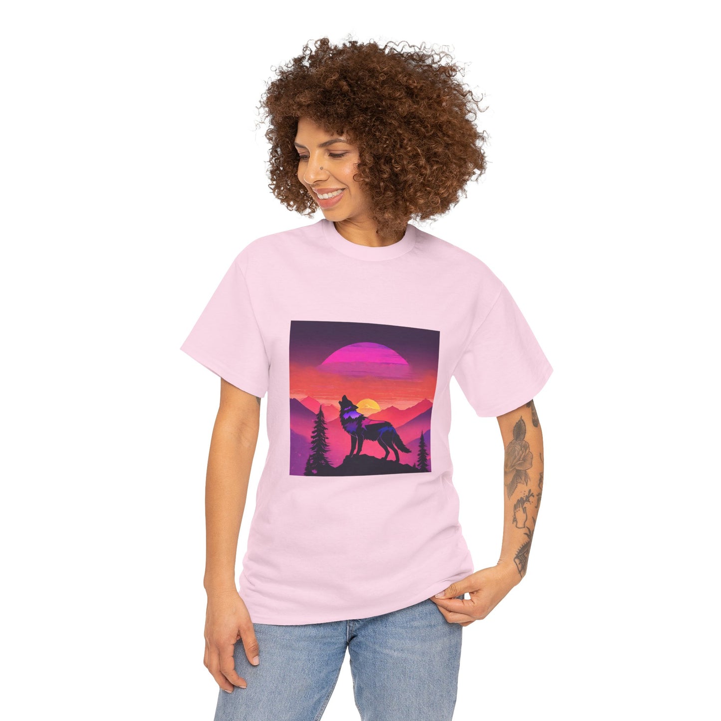 Wolf Majestic Sunset Gaphic Tee Flashlander