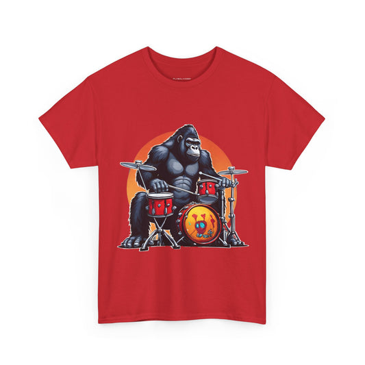 Groove Gorilla Drumming in Style Camiseta de algodón pesado unisex Flashlander