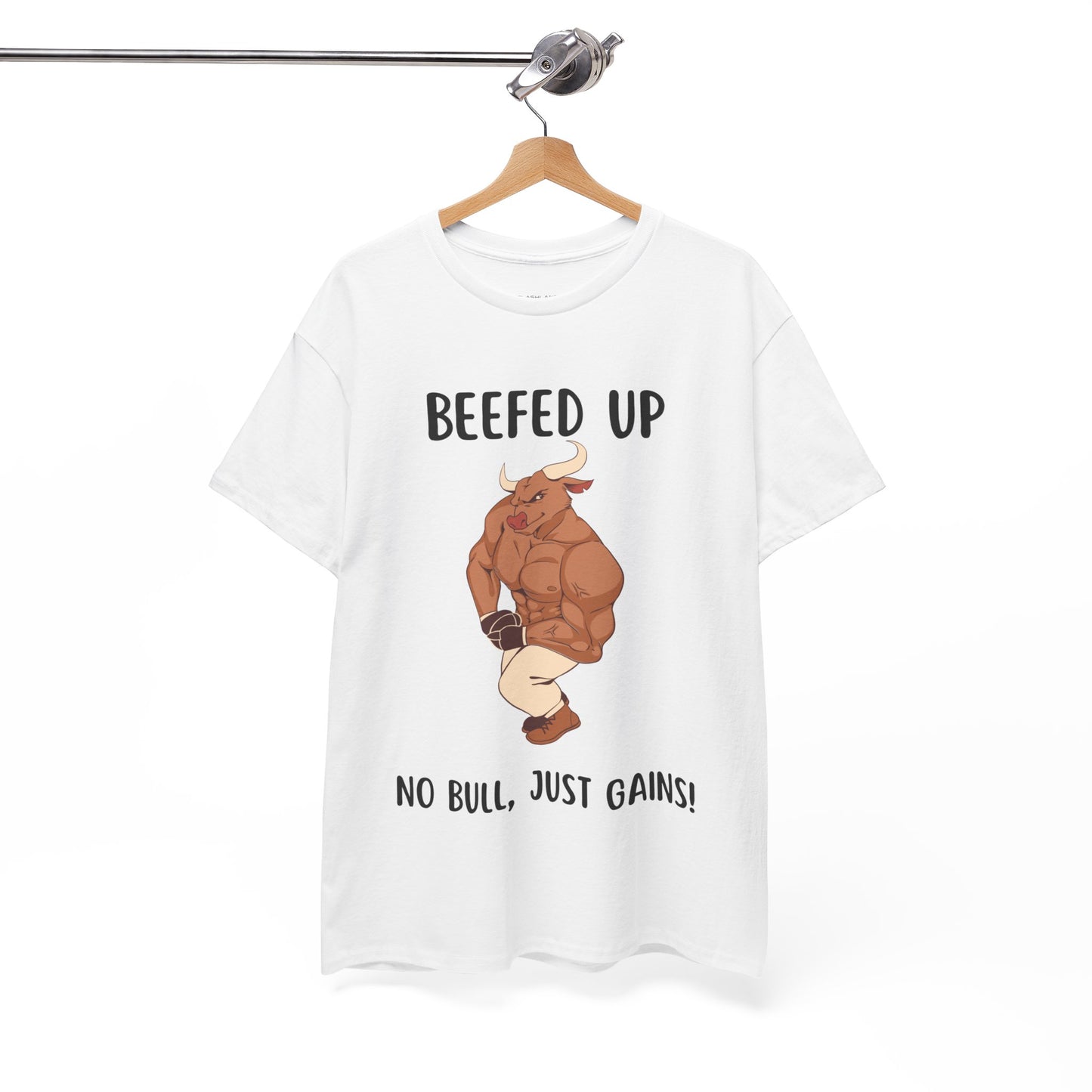 Muscle Bull Beefed Up No Bull, Just Gains - Flashlander Gym Shirt