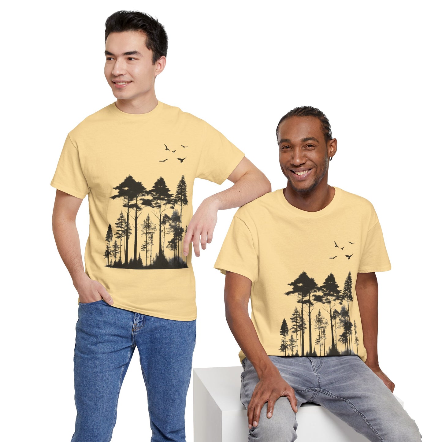 Camisa del bosque de pinos Camiseta unisex de algodón pesado Flashlander