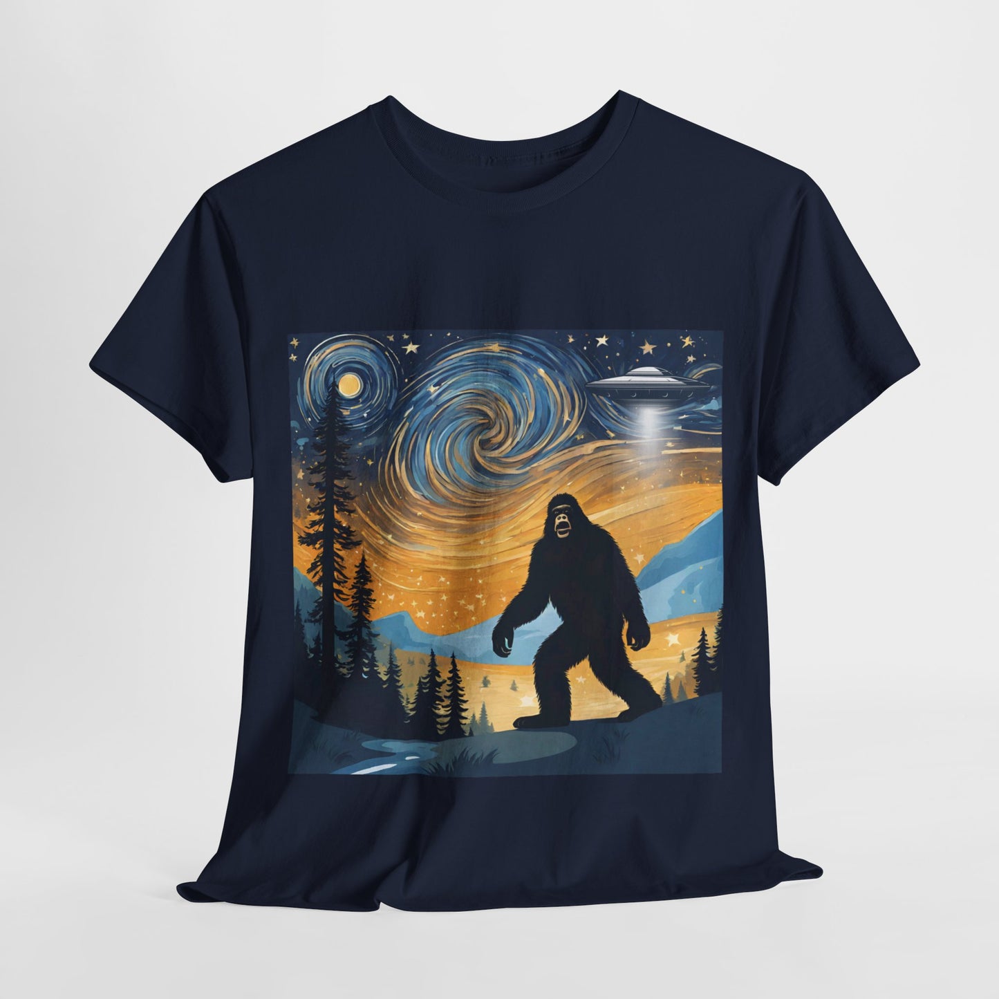 Funny Starry Night Stroll Bigfoot Encounters UFO Abduction - Flashlander Gym Shirt