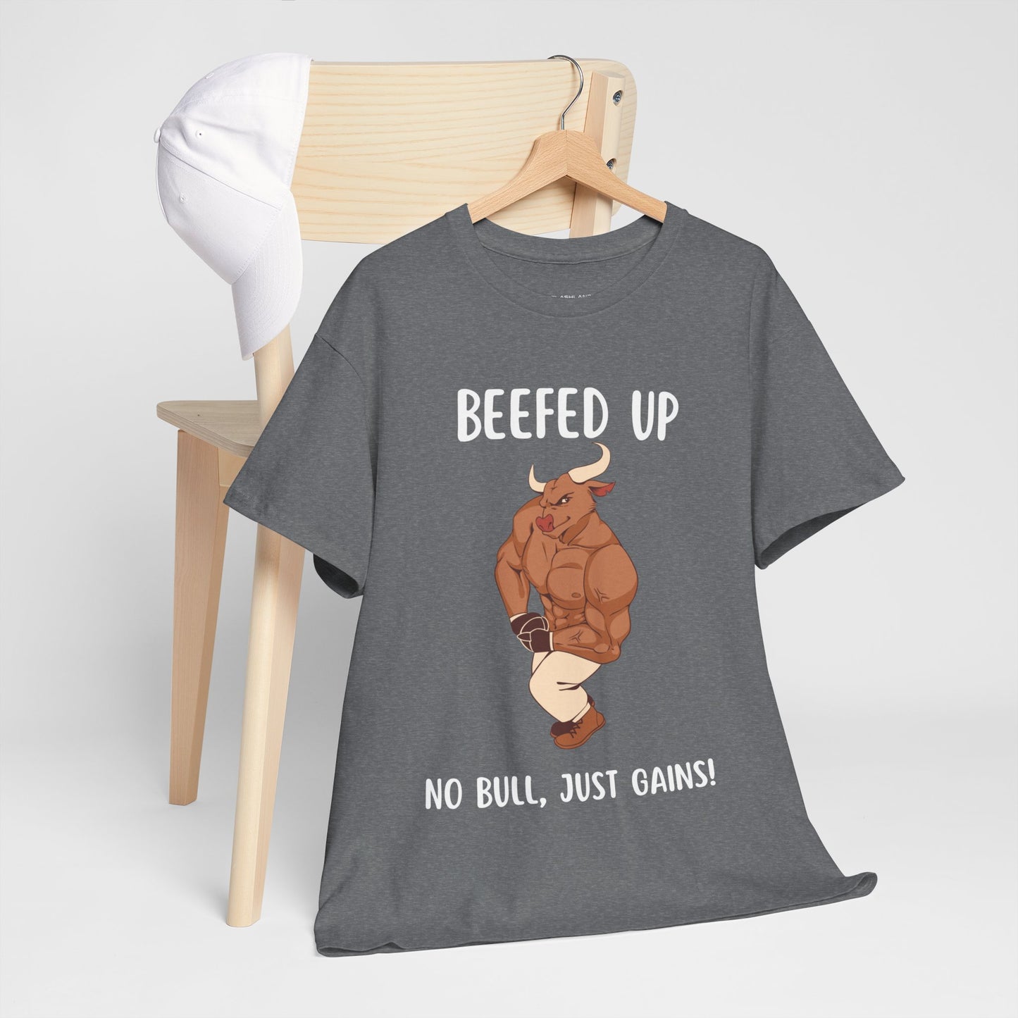 Muscle Bull Beefed Up No Bull, Just Gains - Flashlander Gym Shirt