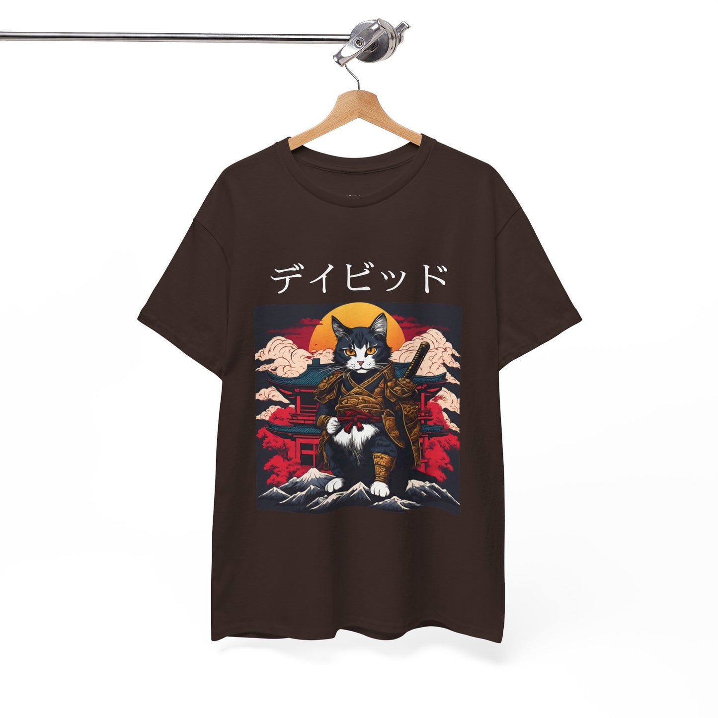 T-shirt japonais personnalisé avec votre nom T-shirt japonais personnalisé T-shirt d'anime de chat samouraï Votre texte Hiragana Katakana Kanji Femmes Hommes T-shirt