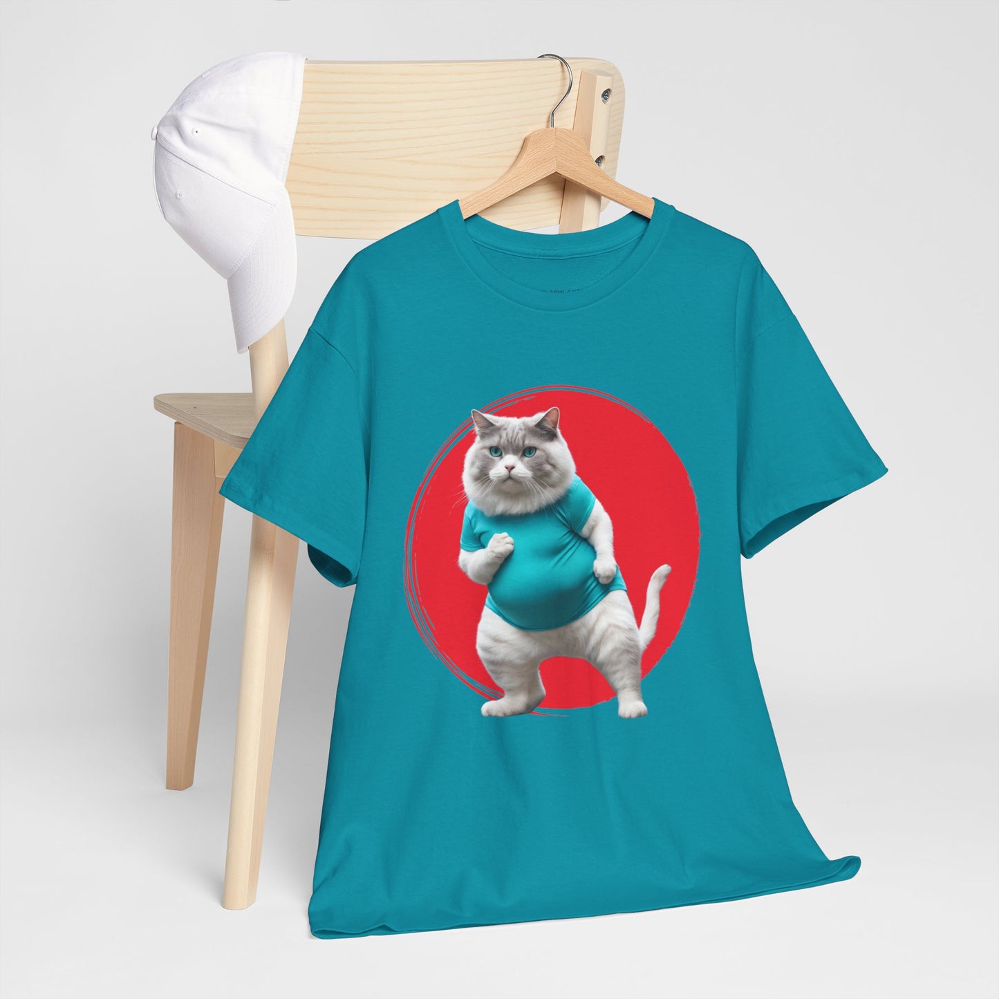 Camiseta de gimnasio Flashlander con divertido gato gordo de karate