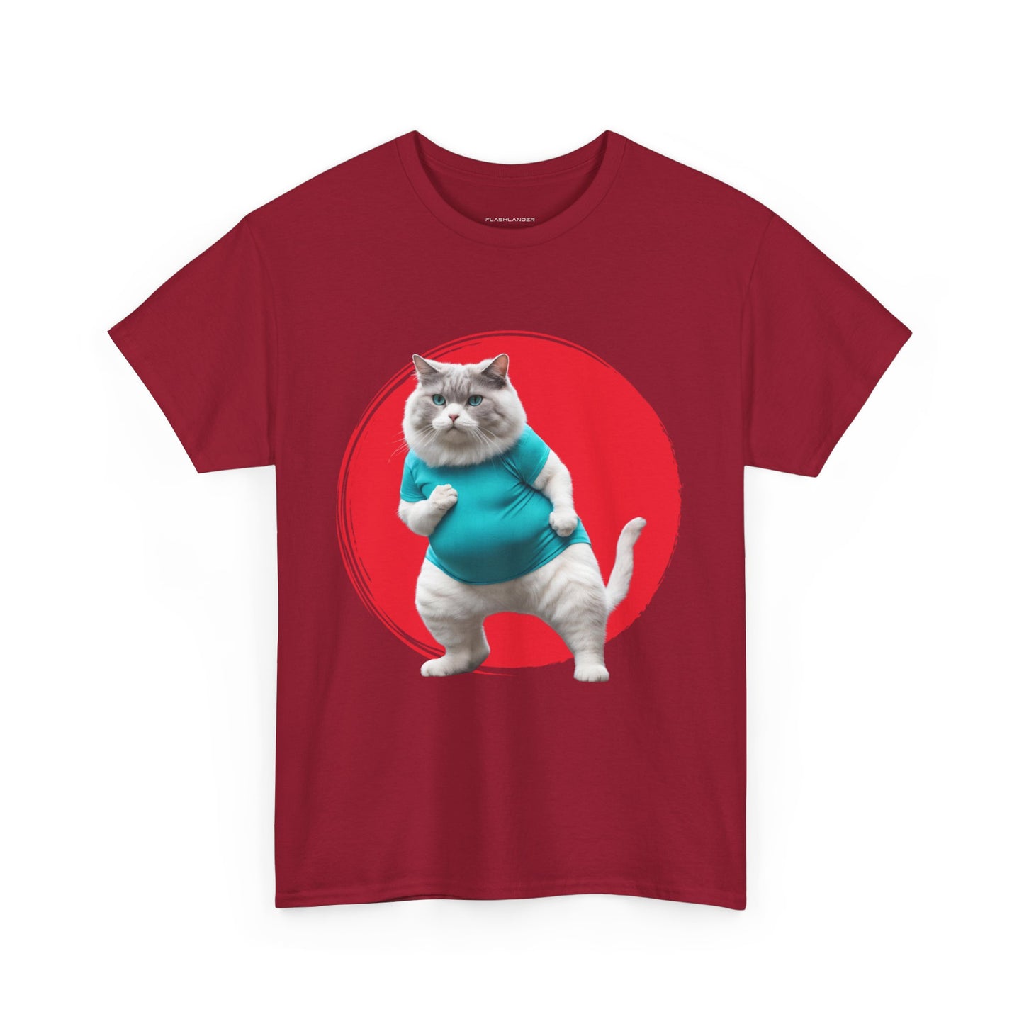 Camiseta de gimnasio Flashlander con divertido gato gordo de karate