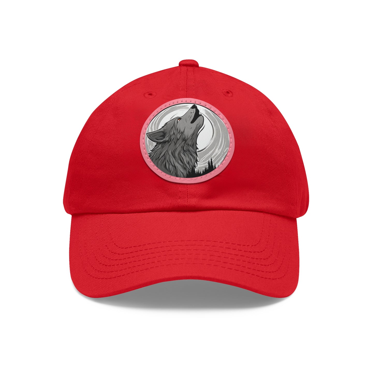 Wolf Howl with Full Moon Hat Wolf Hat Sportswear Cap Dad Hat with Patch (Round) Baseball Cap Wolf Cap Custom Hat Flashlander