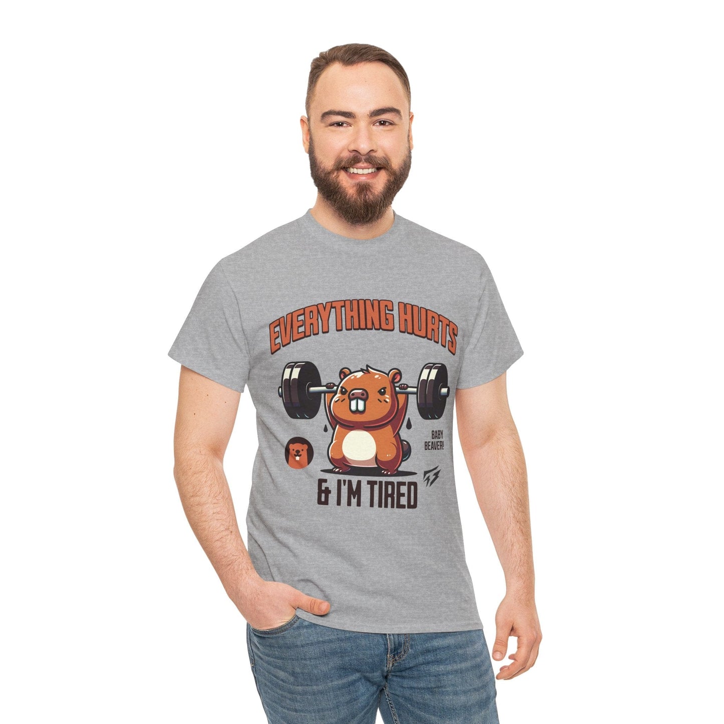 T-shirt de sport Beaver Everything Hurts &amp; I'm Tired T-shirt de sport Flashlander en coton unisexe noir anthracite T-shirt graphique de performance