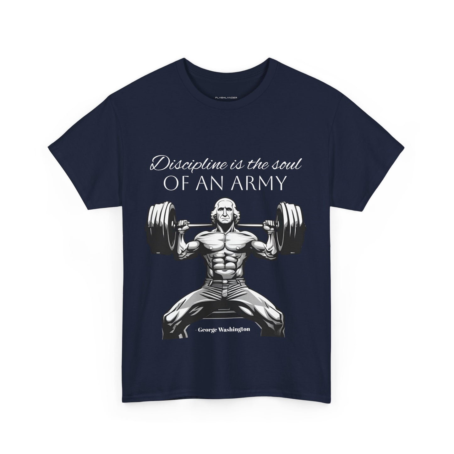 T-shirt de culturiste George Washington - Flashlander Disipline Is The Soul Of An Army Gym T-shirt en coton unisexe noir anthracite graphique