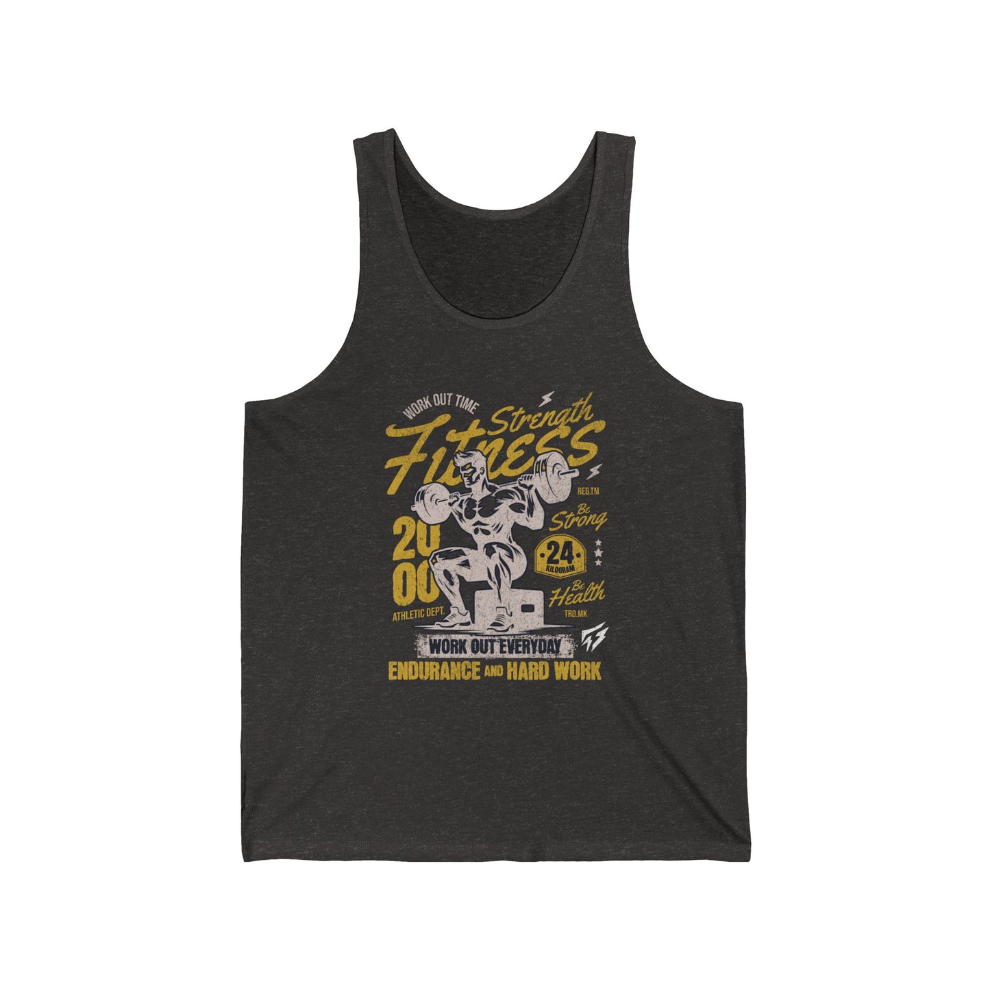 Muscle Man Fitness Vintage Gym Rooster Bodybuilding Cotton Unisex Jersey Tank Charcoal Black