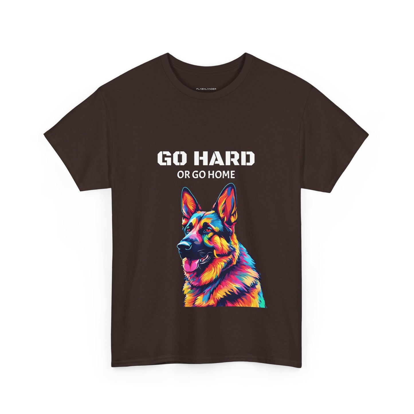 Camiseta de gimnasia Flashlander con diseño de perro pastor alemán Pop Art: "Ve a por todas o vete a casa"