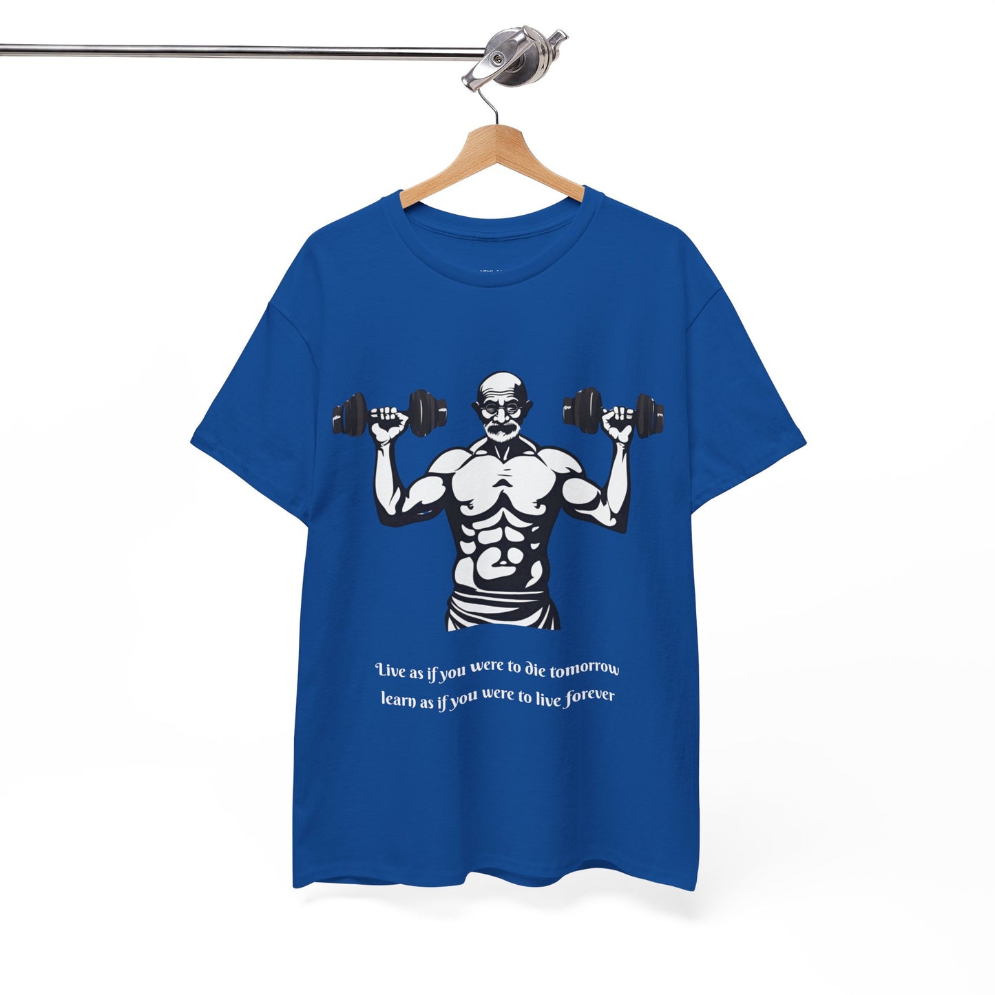 Gandhi Bodybuilder Gym Shirt - Flashlander Live as if you were to die tomorrow, learn as if you were to live forever quote Graphic Tee