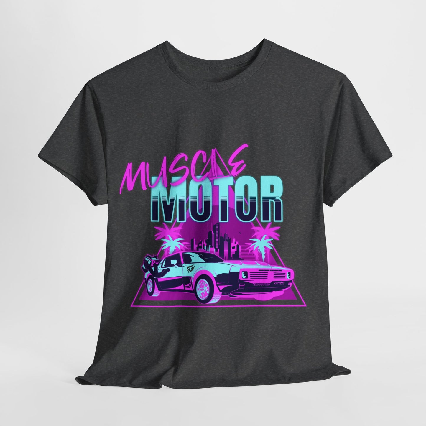 Muscle Motor Gym Shirt Flashlander Cotton Unisex Charcoal Black Performance Graphic Tee