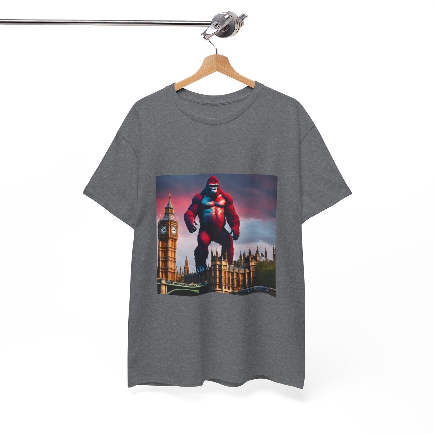 The Red Giant Gorilla Kong in the Big Ben of London Gaphic Tee Flashlander