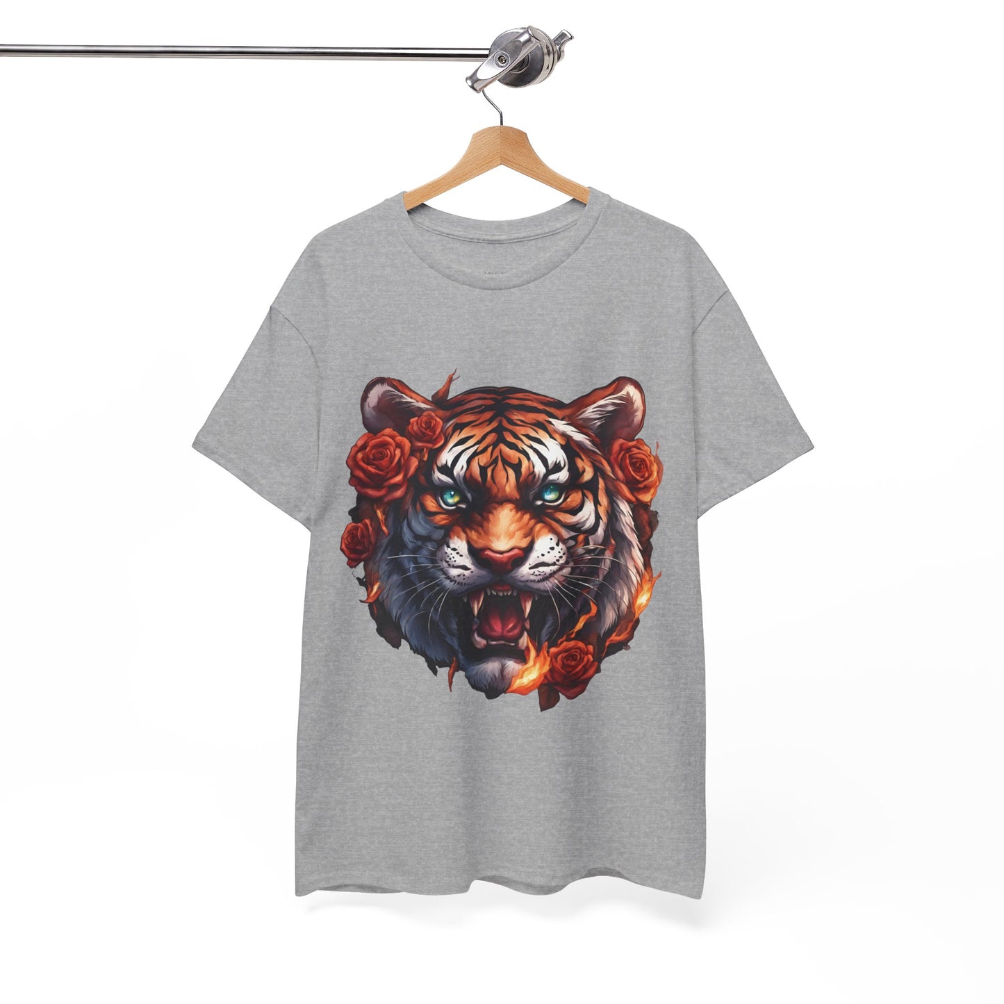 Tiger Flames and Roses T-Shirt Flashlander