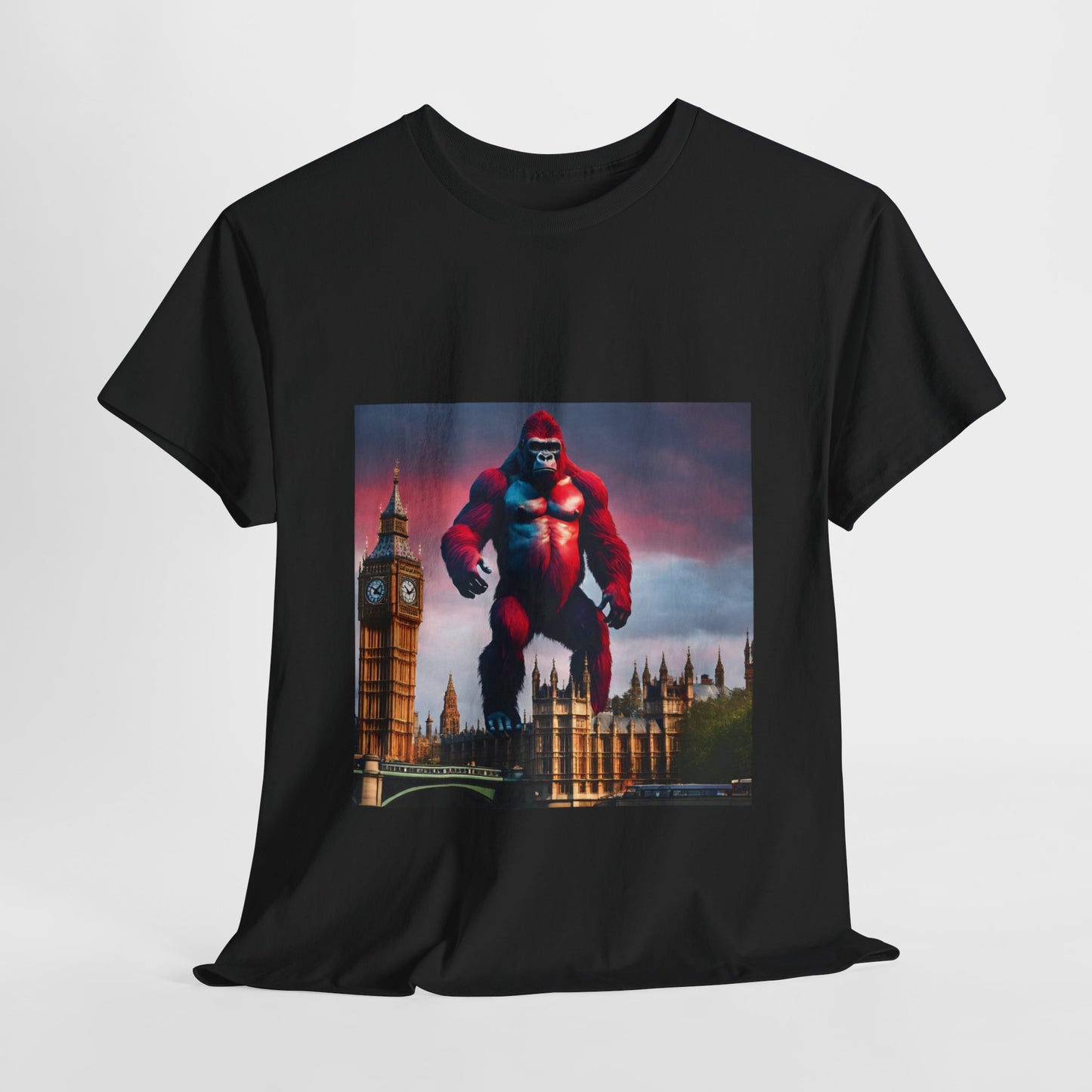 The Red Giant Gorilla Kong in the Big Ben of London Gaphic Tee Flashlander