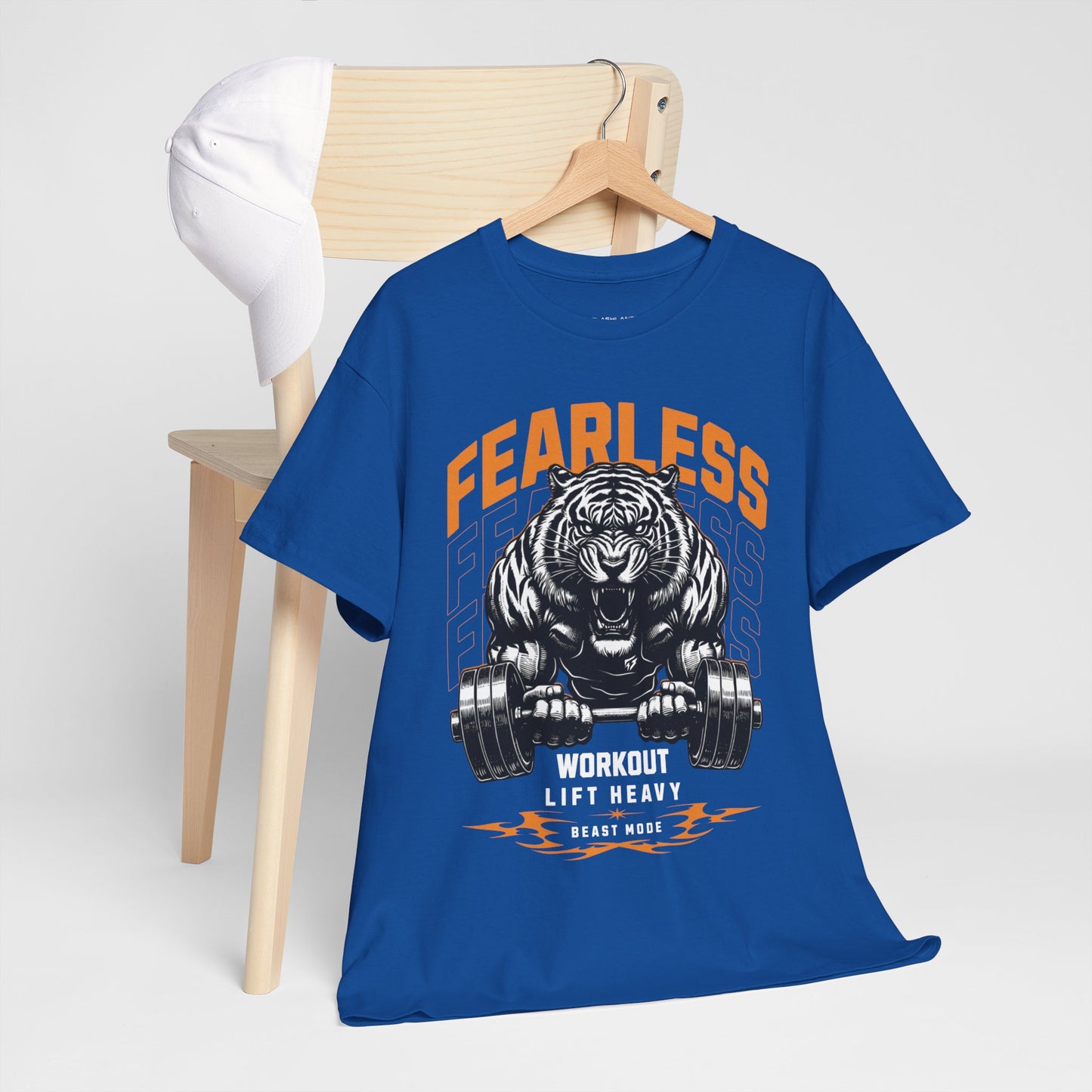 Tiger Bodybuilder Shirt Flashlander Fearless Workout Lift Heavy Beast Mode Gym T-Shirt Cotton Unisex Graphic Tee