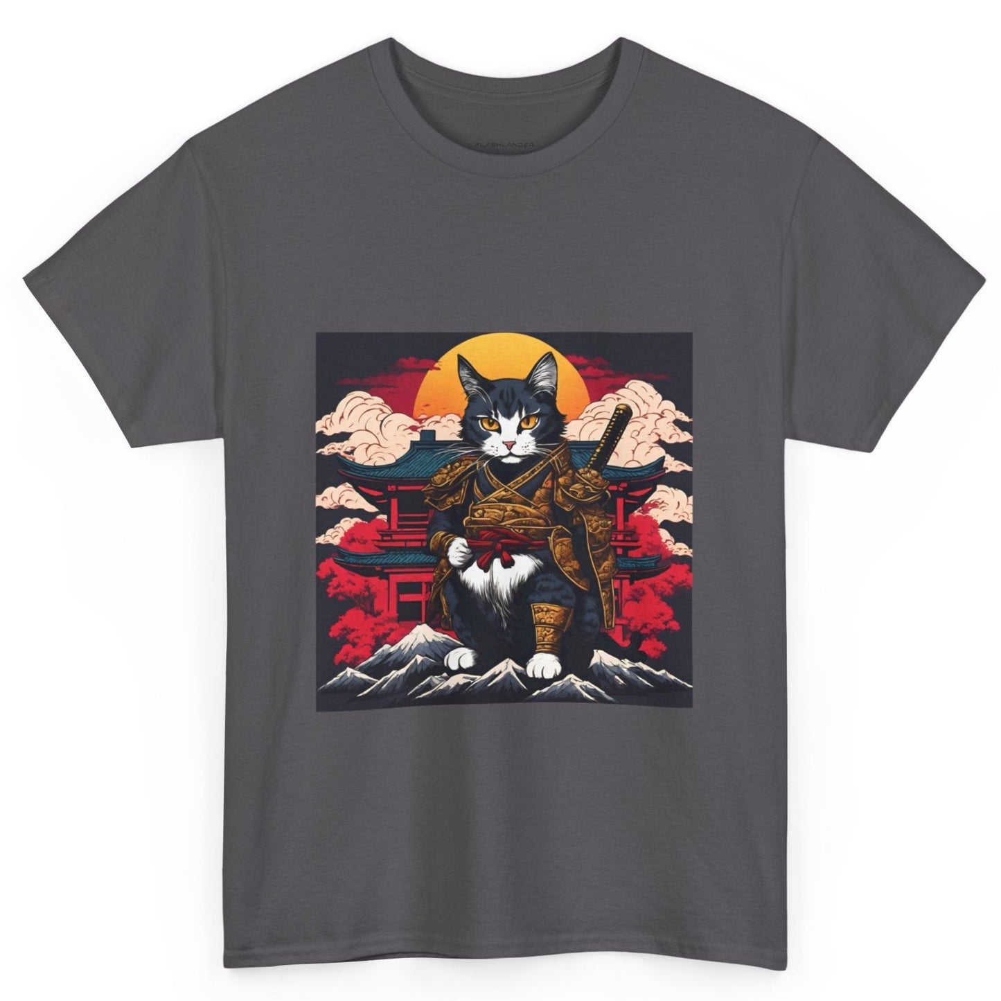 Samurai Cat Cartoon Anime - Flashlander Gym Shirt