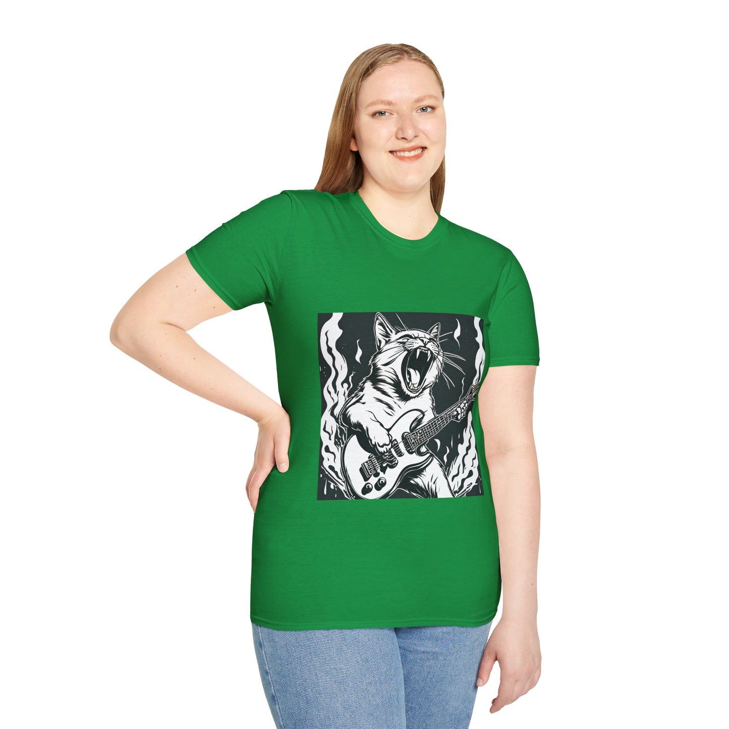 Cat Playing Guitar Flashlander Gym Shirt