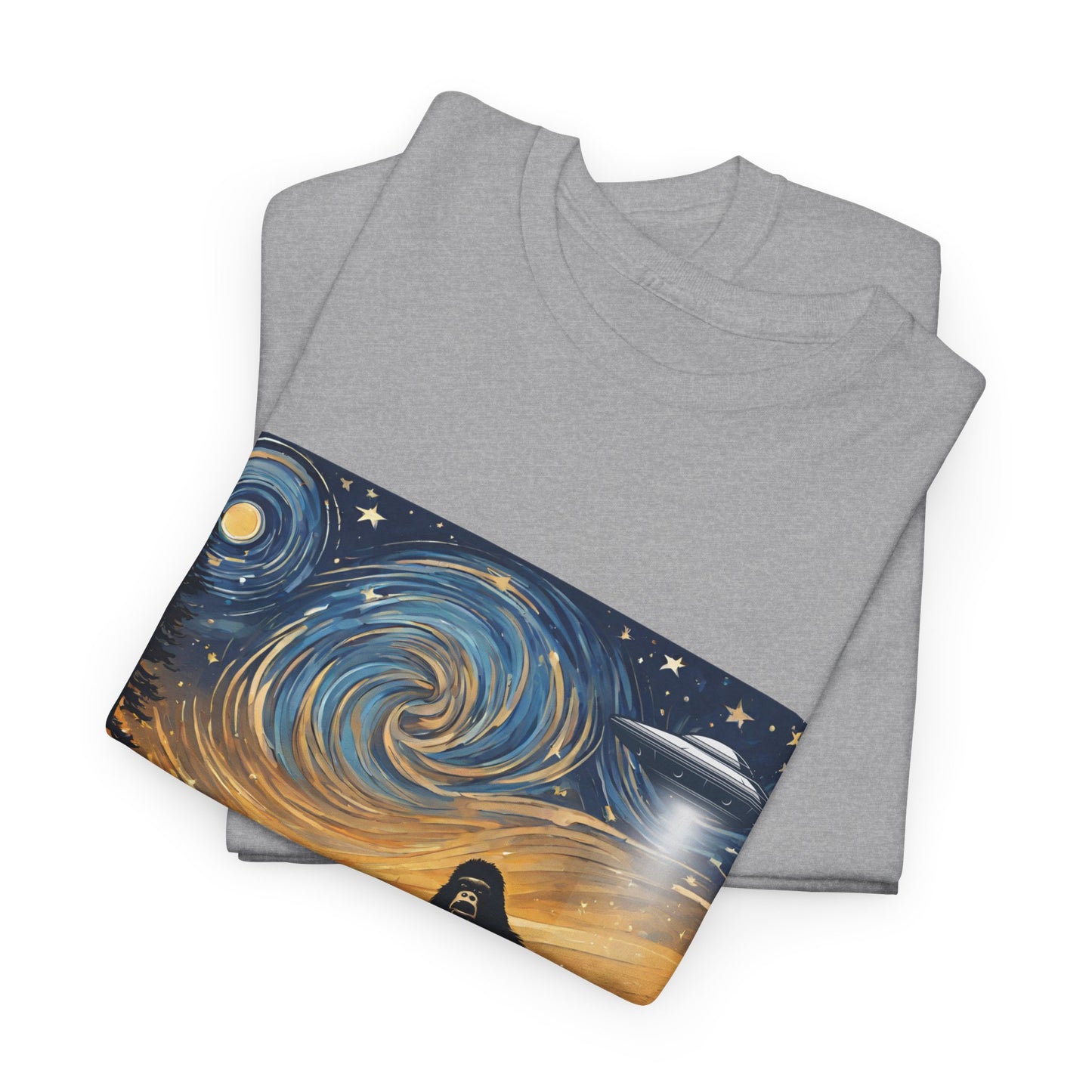 Funny Starry Night Stroll Bigfoot Encounters UFO Abduction - Flashlander Gym Shirt