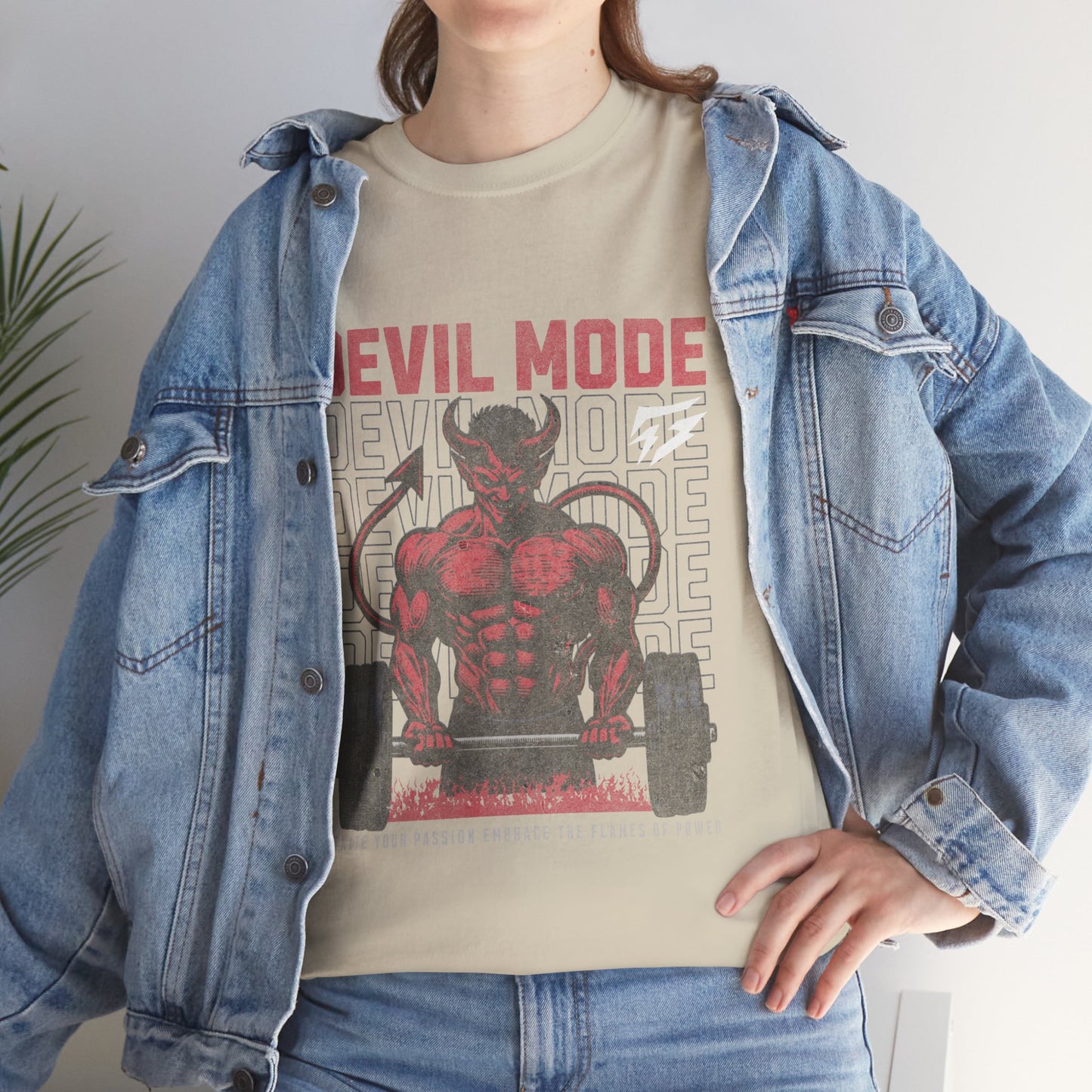 Devil Mode Gym Shirt Flashlander Cotton Unisex Charcoal Black Performance Graphic Tee