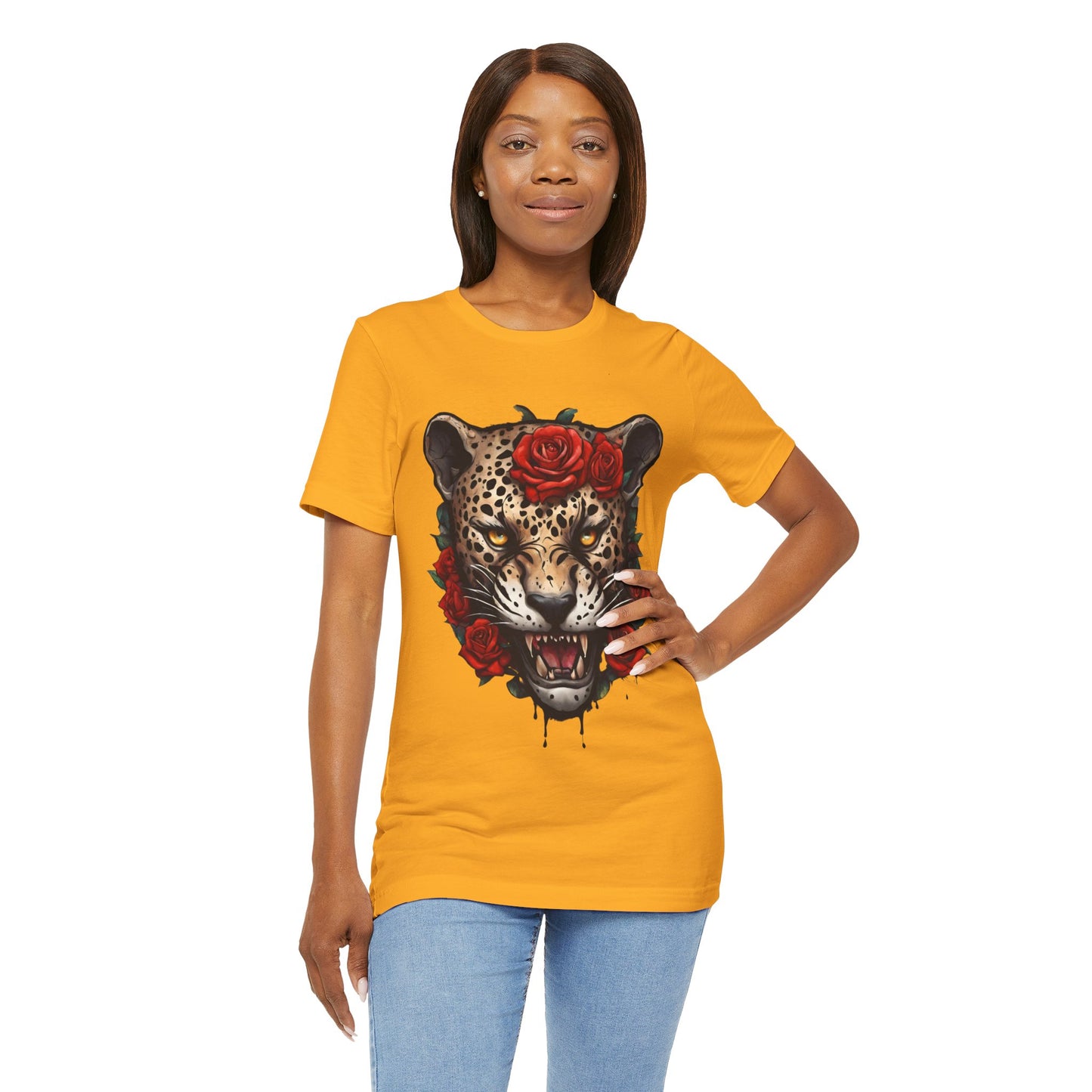 Jaguar Flames and Roses Graphic Tee Flashlander