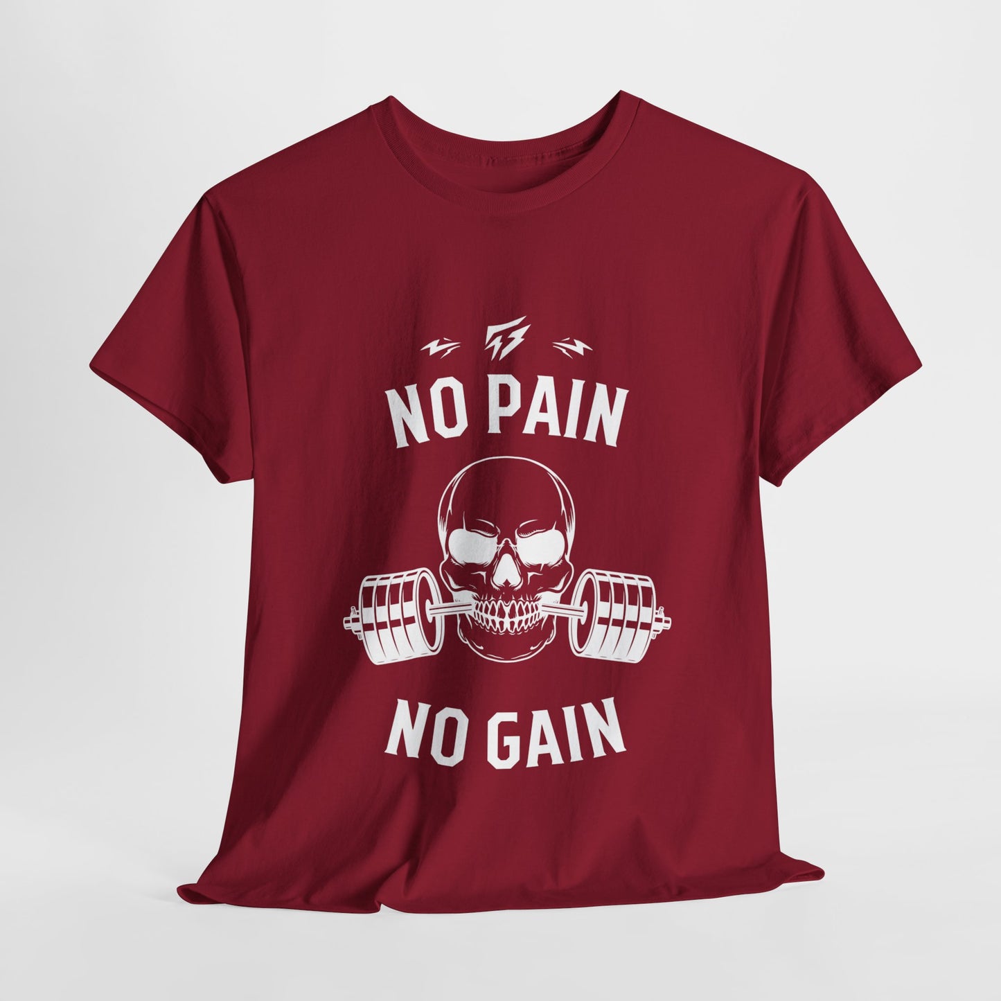 Skull Fire Lifting Flashlander Gym Shirt No Pain No Gain Graphic Tee