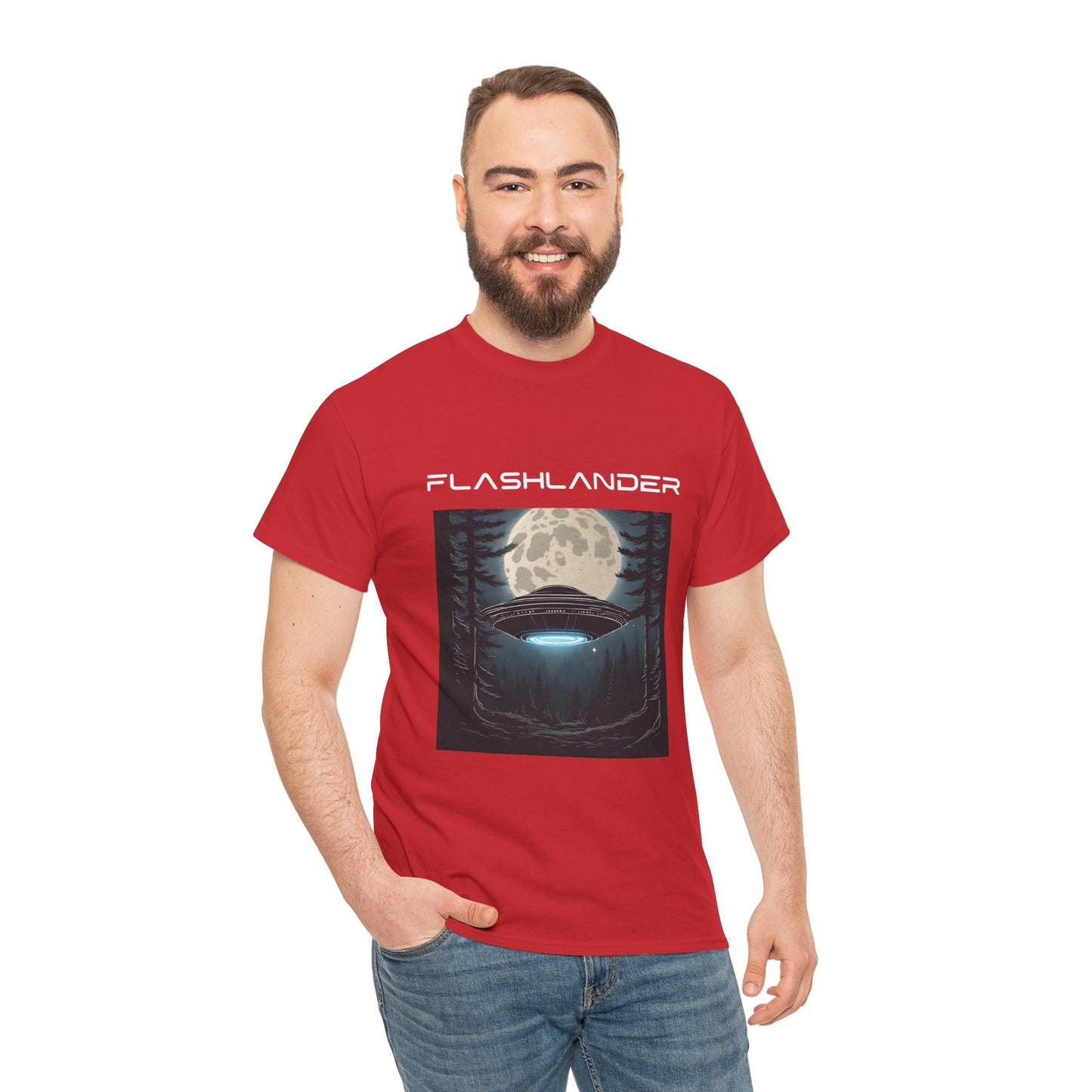 UFO Soaring Low in the Forest Tee Flashlander Gym Shirt