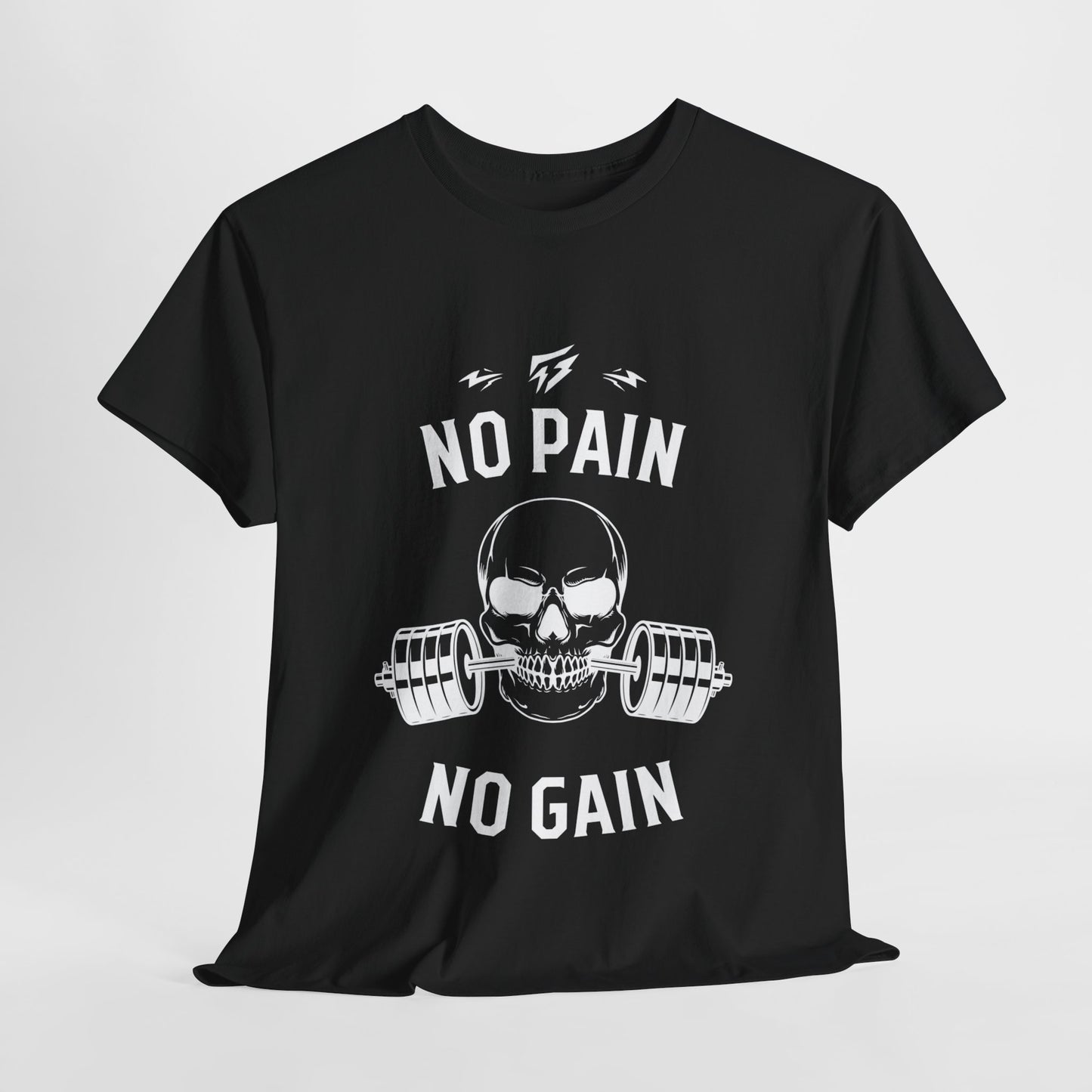 Skull Lifting Flashlander Gym Shirt No Pain No Gain Graphic Tee