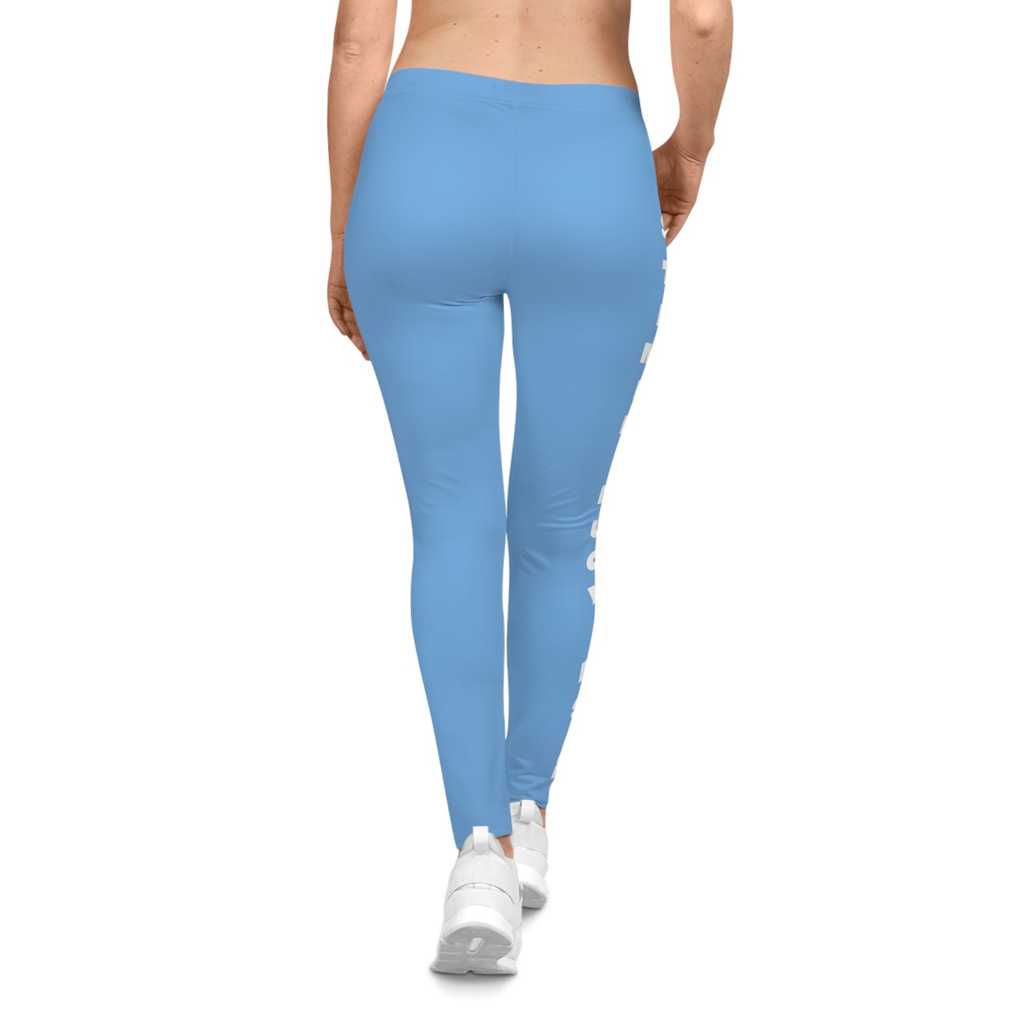 Flashlander Sportswear Evolution Women's Casual Leggings Light Blue (AOP) Featuring Custom Motivational Quote