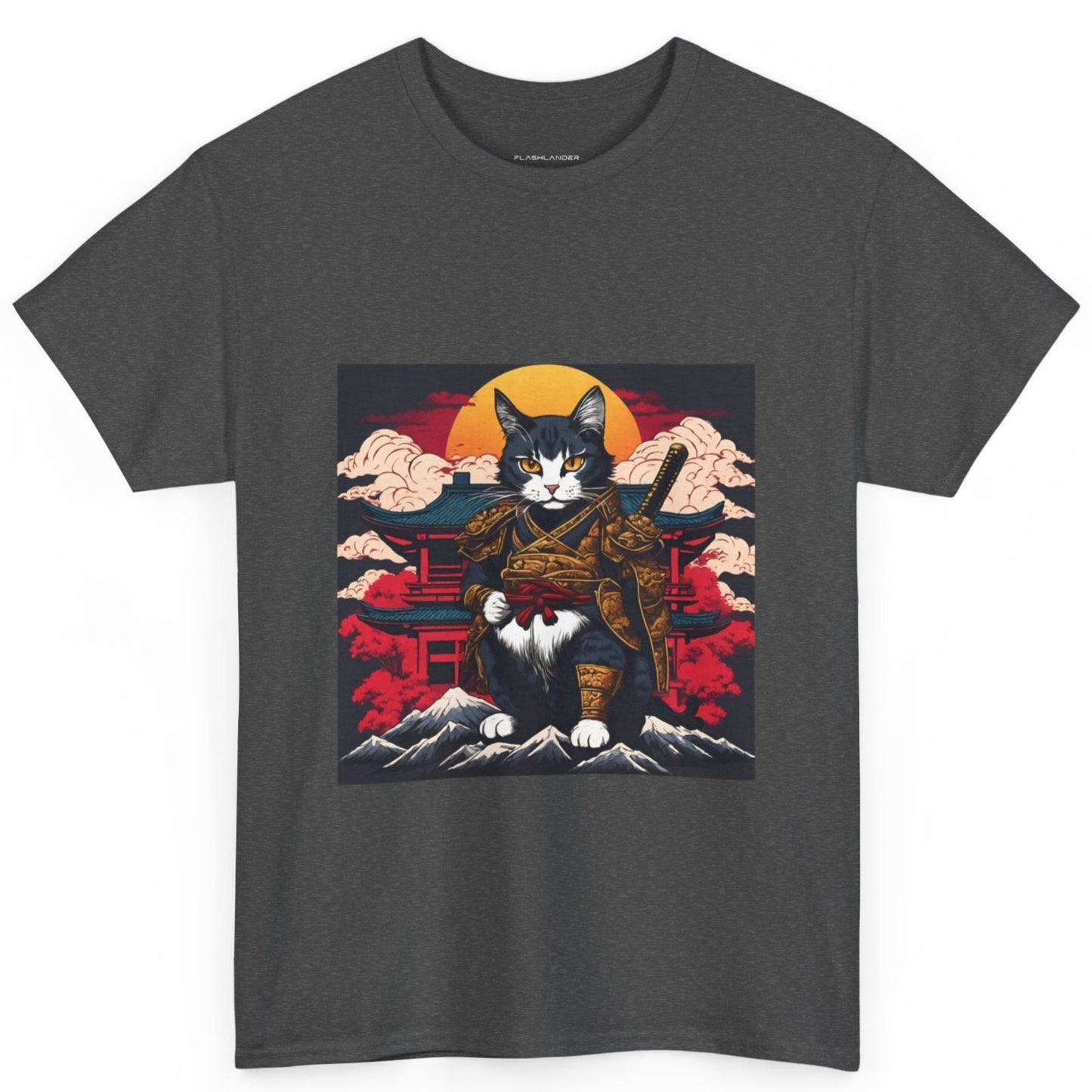 Samurai Cat Cartoon Anime - Flashlander Gym Shirt