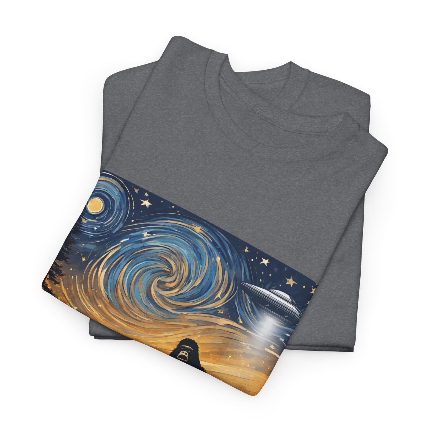 Funny Starry Night Stroll Bigfoot Encounters UFO Abduction - Flashlander Gym Shirt