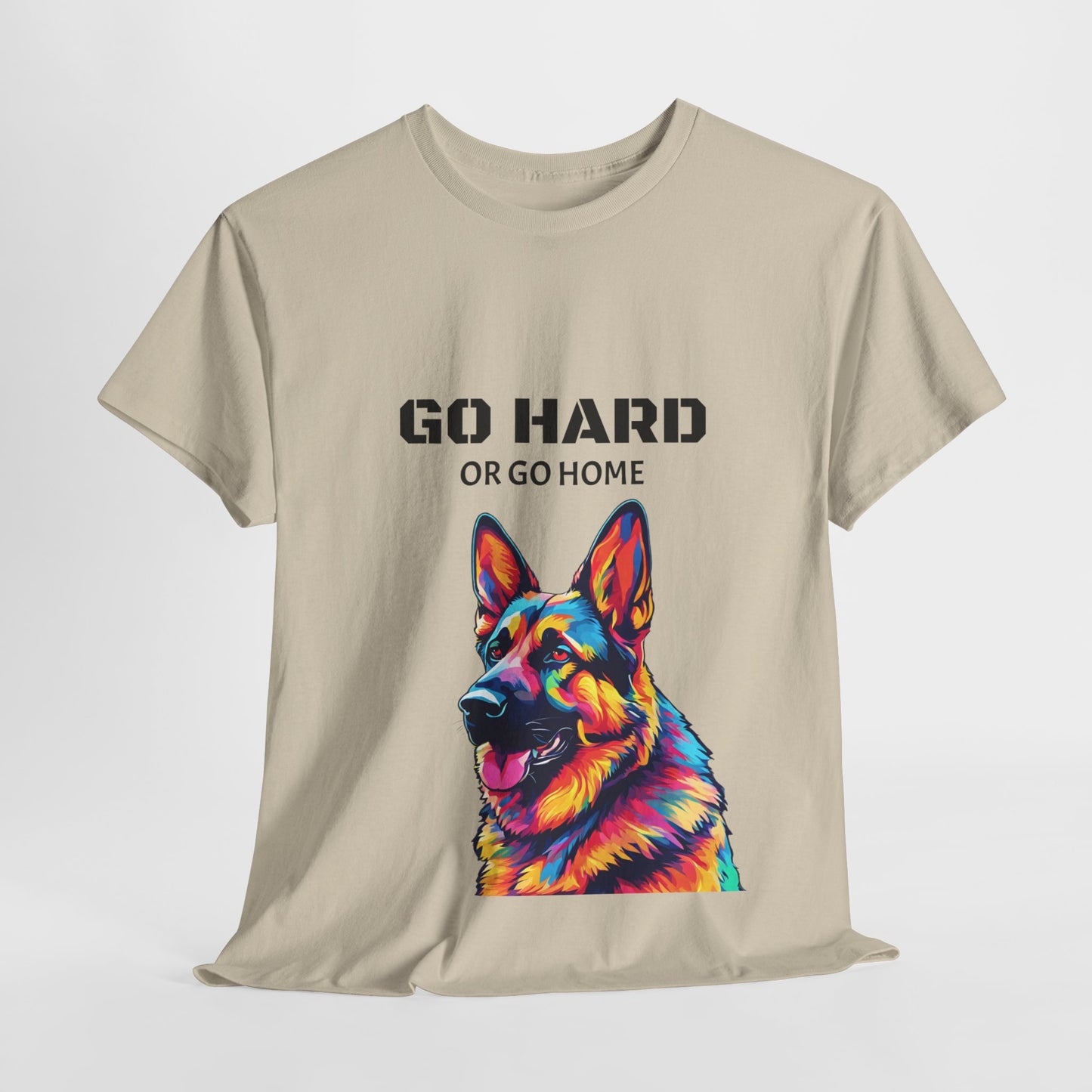 Camiseta de gimnasia Flashlander con diseño de perro pastor alemán Pop Art: "Ve a por todas o vete a casa"